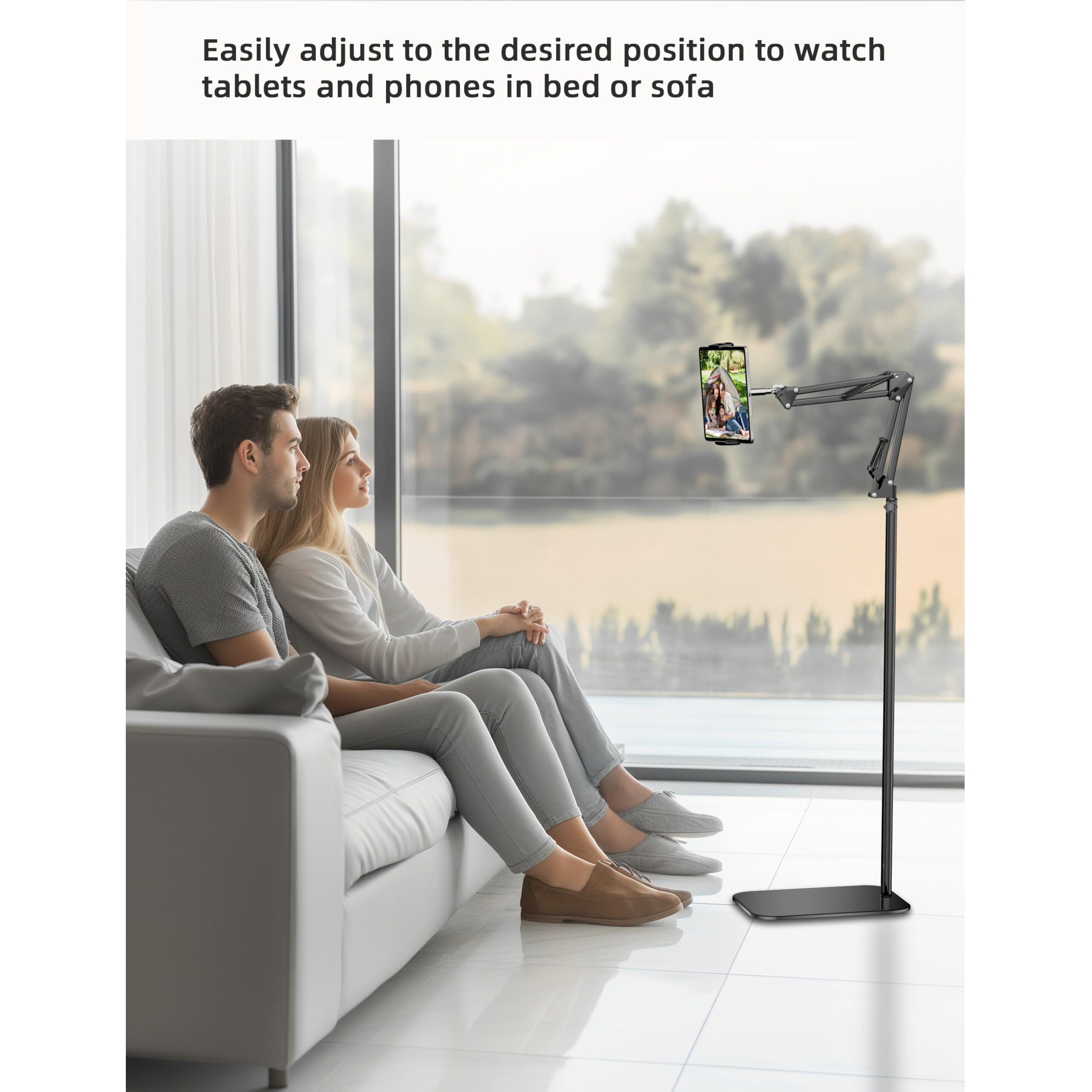 Voltifymax Tablet Floor Stand, 360-Degree Rotatable Metal Tablet Stand Holder, Adjustable Tablet Mount, Universal Phone Stand For Ipad/Iphonex/Ipad Pro Or Other 4.7~12.9 Inch-Screen Devices (Black)