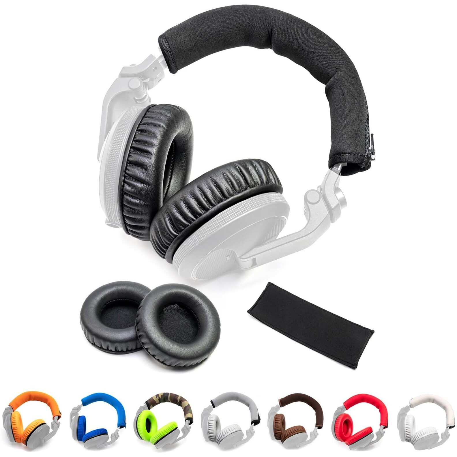 Thick Soft Protein Leather Ear Pads & Headband Cushion Cover Replacement Kits Compatible With Pioneer Hdj-X5 X5Bt Hdj-X7 X7Bt Hdj-X10 Dj Headset Headphone,With Memory Foam Filling (Earpads+Headband)