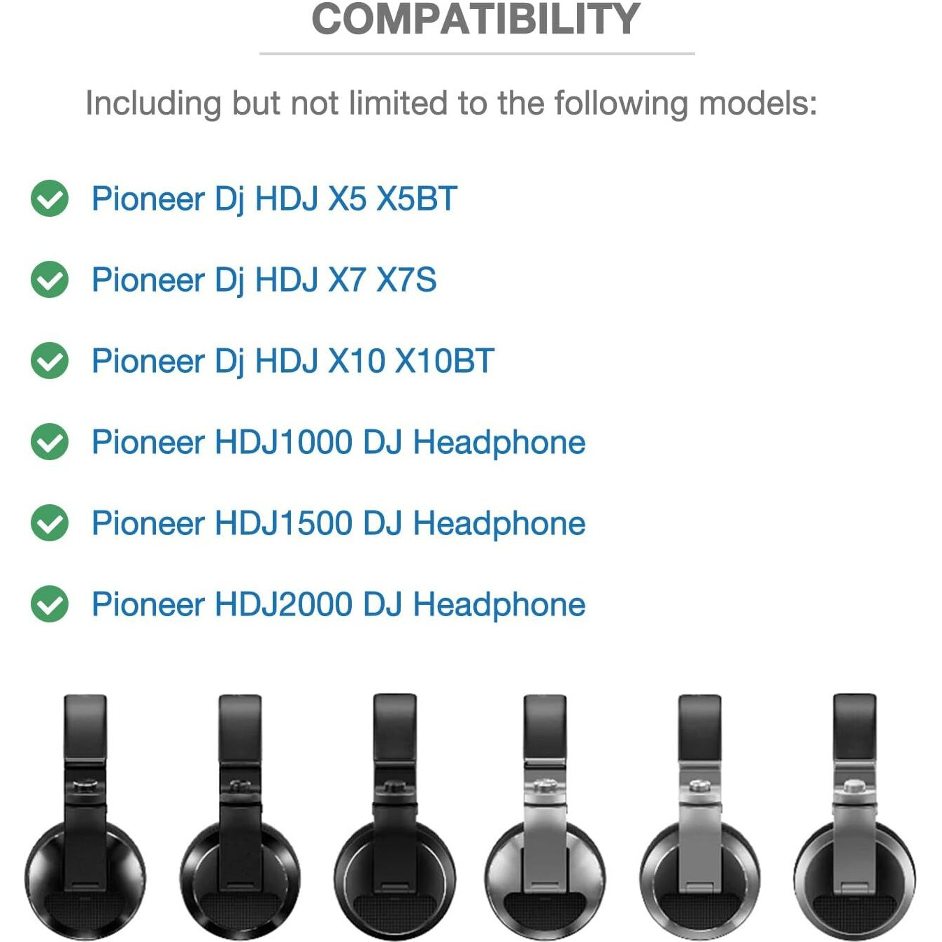 Thick Soft Protein Leather Ear Pads & Headband Cushion Cover Replacement Kits Compatible With Pioneer Hdj-X5 X5Bt Hdj-X7 X7Bt Hdj-X10 Dj Headset Headphone,With Memory Foam Filling (Earpads+Headband)