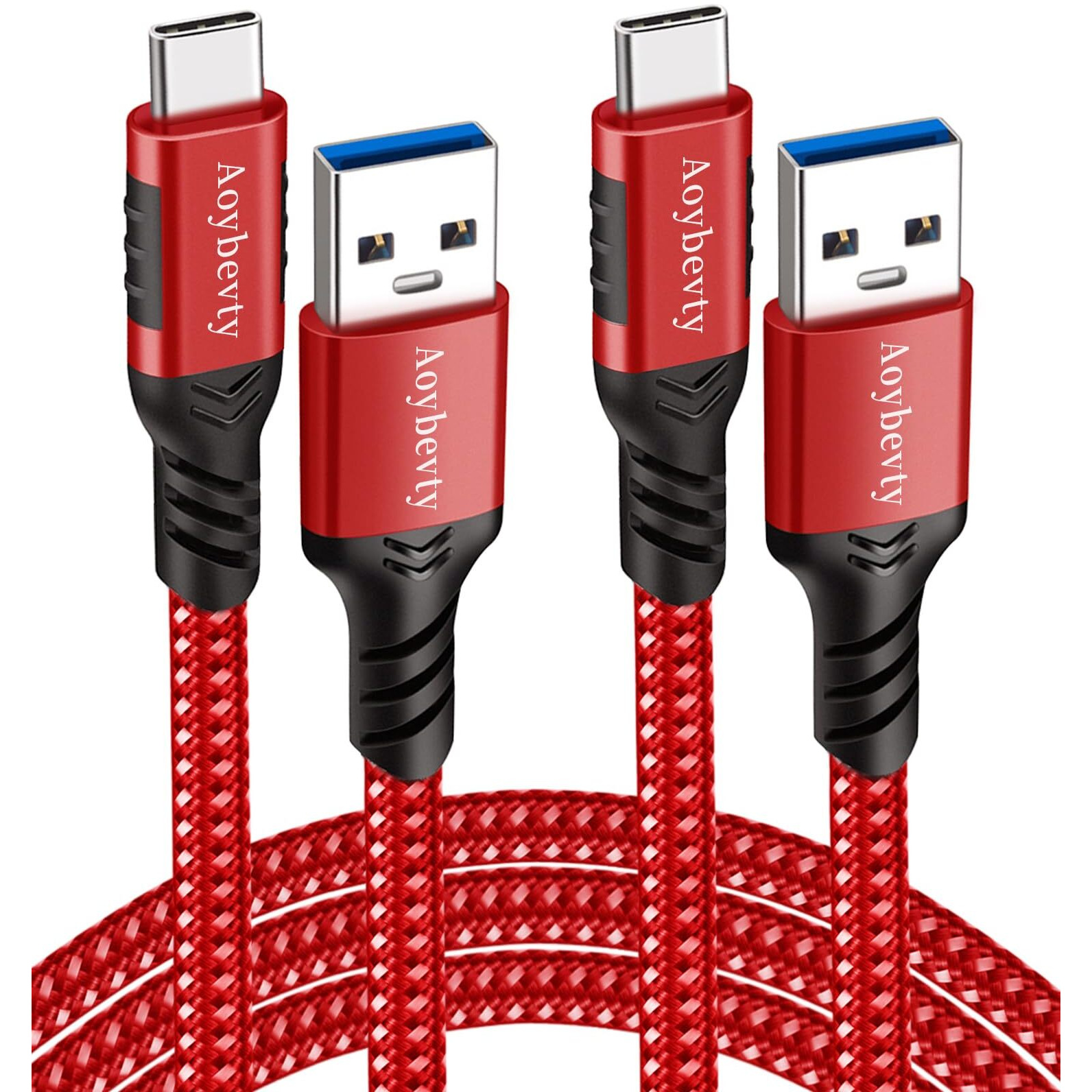 Aoybevty Usb A To Usb C Cable 3.3Ft+6.6Ft (Red), 10Gbps Data Transfer And 60W 3A Fast Charging Cable, Usb C 3.1/3.2 Cable For Samsung Galaxy S22 S21 S20 S10 Ipad Pro And Other Type-C Devices