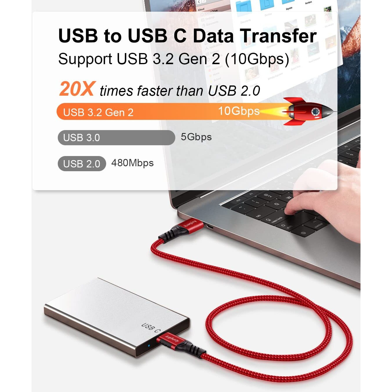 Aoybevty Usb A To Usb C Cable 3.3Ft+6.6Ft (Red), 10Gbps Data Transfer And 60W 3A Fast Charging Cable, Usb C 3.1/3.2 Cable For Samsung Galaxy S22 S21 S20 S10 Ipad Pro And Other Type-C Devices