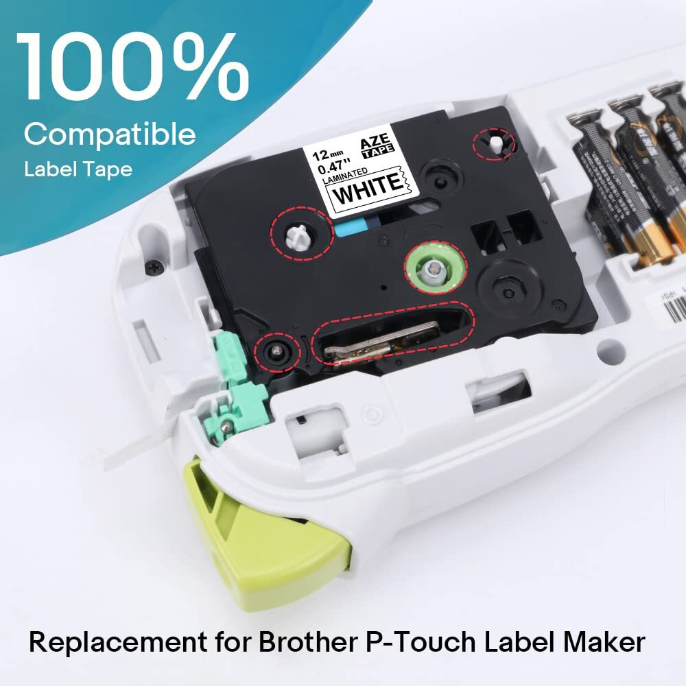 Label Tape Replacement For Brother - 5 Pack P Touch Label Tape Compatible With Brother Tze-231 Tz-231 Laminated, Black On White 12Mm 0.47"", For Pt-D200 Pt-D210 Pt-D400 Pt-H100 Pt-1230Pc Label Makers
