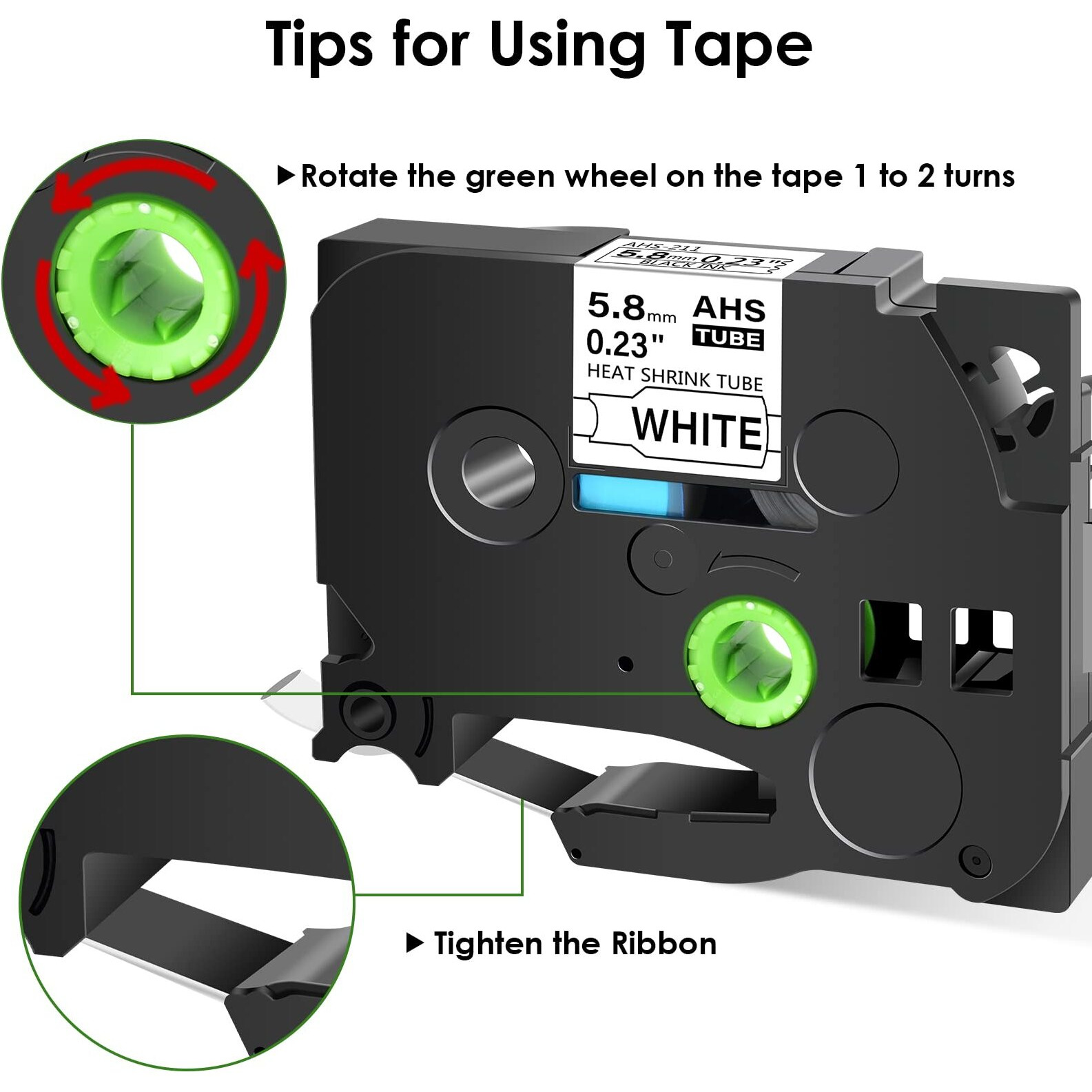 Cruxer 2-Pack Compatible With Brother Hse211 Hs2-211 Ahs 211 Heat Shrink Tube, Label Tape Black On White For Pt-E300 Pt-D400 Pt-D450 Pt-E300 Pt-E500 Pt-P750Wvp Label Maker, 0.23''X 4.92Ft, 5.8Mm