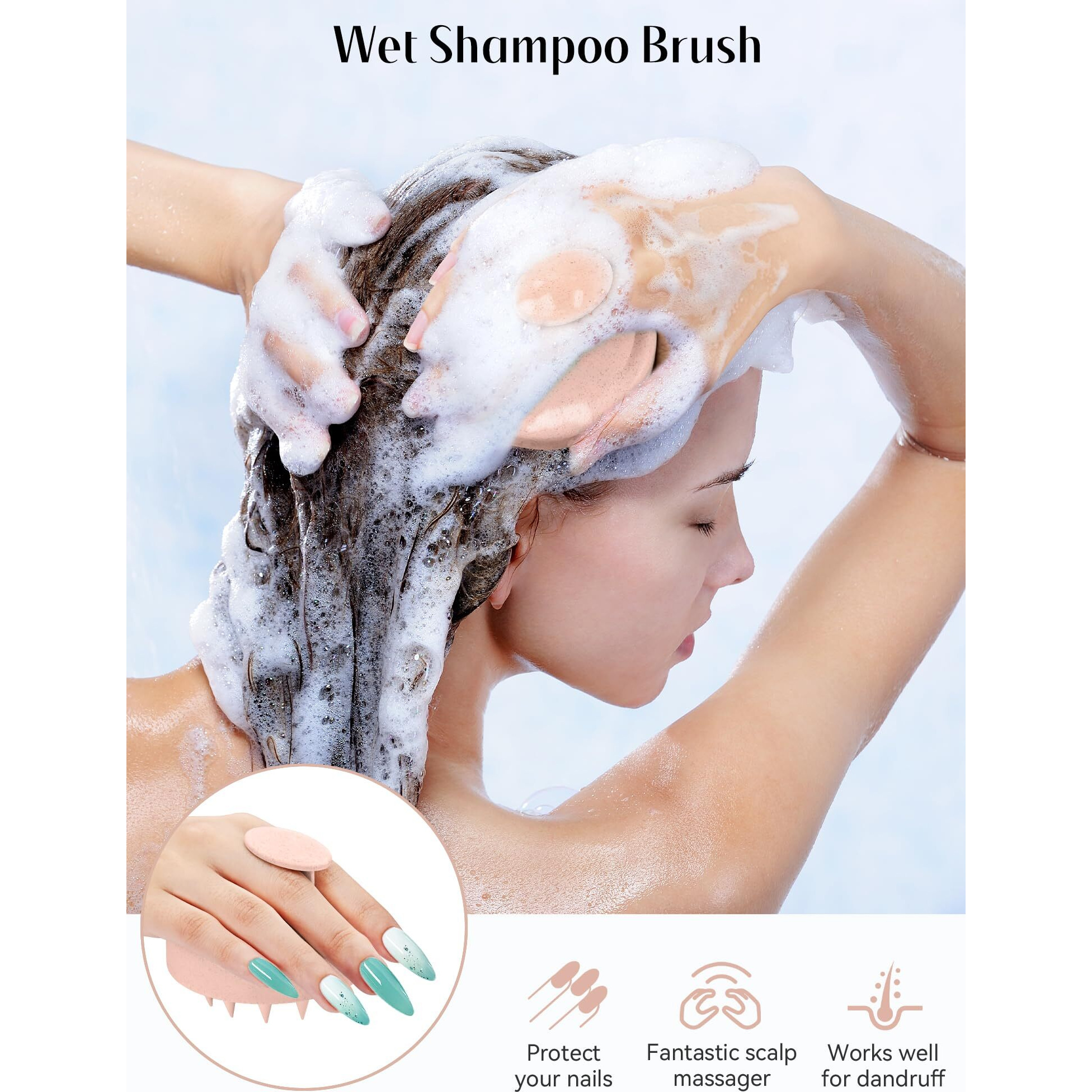Heeta Scalp Massager Hair Growth, Soft Silicone Bristles To Remove Dandruff And Relieve Itching, Scalp Scrubber For Hair Care Relax Scalp, Shampoo Brush For Wet Dry Hair, Upgraded Material, Light Pink
