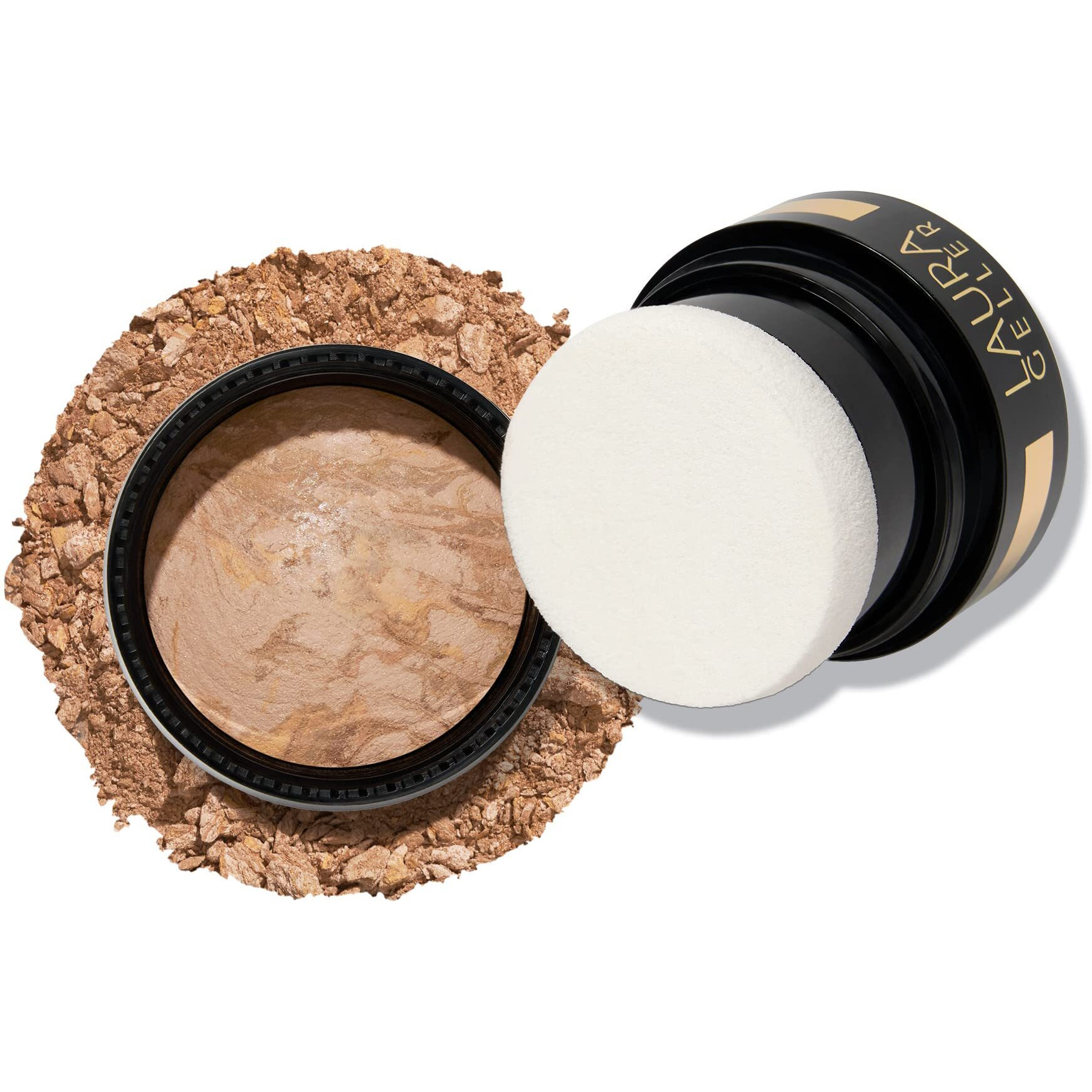 Laura Geller New York Award-Winning Baked Balance-N-Brighten To Go Color Correcting Powder Foundation - Medium - Buildable Light To Medium Coverage - Demi-Matte Natural Finish