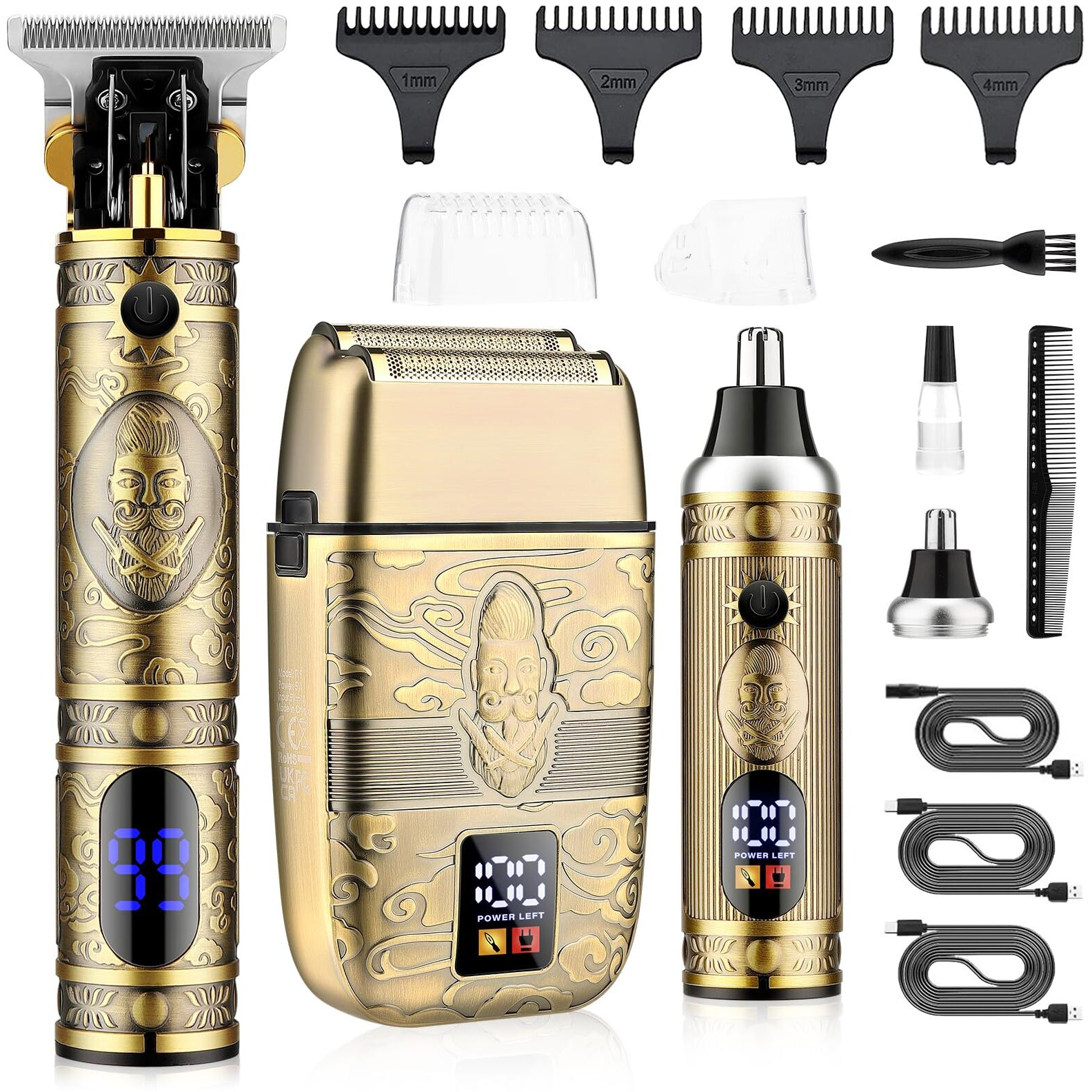 Saoilli Professional Hair Trimmer Hair Clippers For Men, Nose Hair Trimmer Men's Shaver Set,Cordless T-Blade Beard Trimmer Mens Barber Clippers,Electric Foil Shavers Razor For Men Haircutting Kit