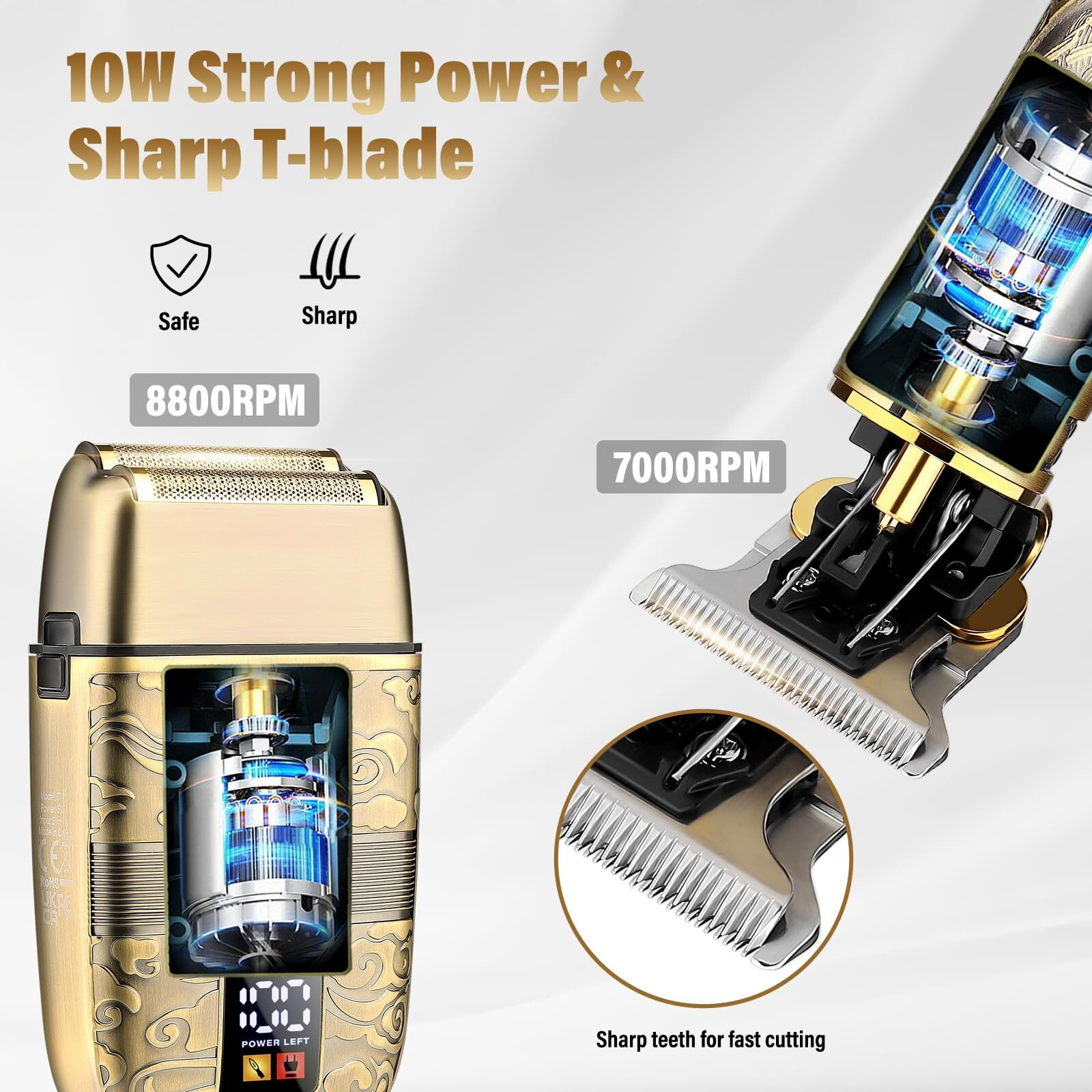 Saoilli Professional Hair Trimmer Hair Clippers For Men, Nose Hair Trimmer Men's Shaver Set,Cordless T-Blade Beard Trimmer Mens Barber Clippers,Electric Foil Shavers Razor For Men Haircutting Kit