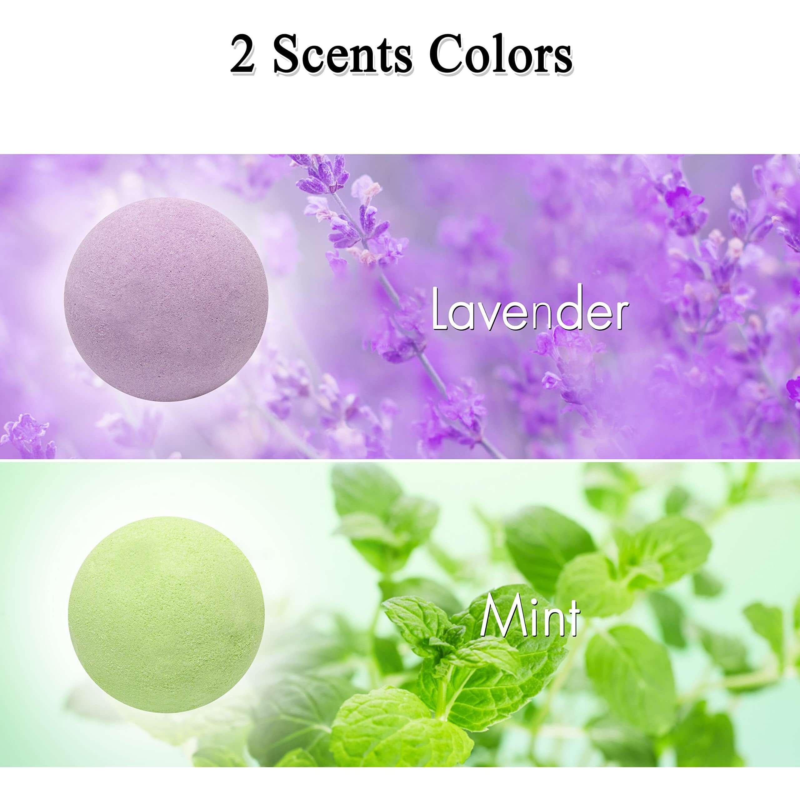 Hemp Bath Bombs By Schone Body, 2 Relaxing Scents Of Refreshing Mint And Hemp Oil And Soothing Lavender And Hemp Oil. Made With Pure Essential Oil Vegan Set (Large 12 Pack, Bath Bombs), Green