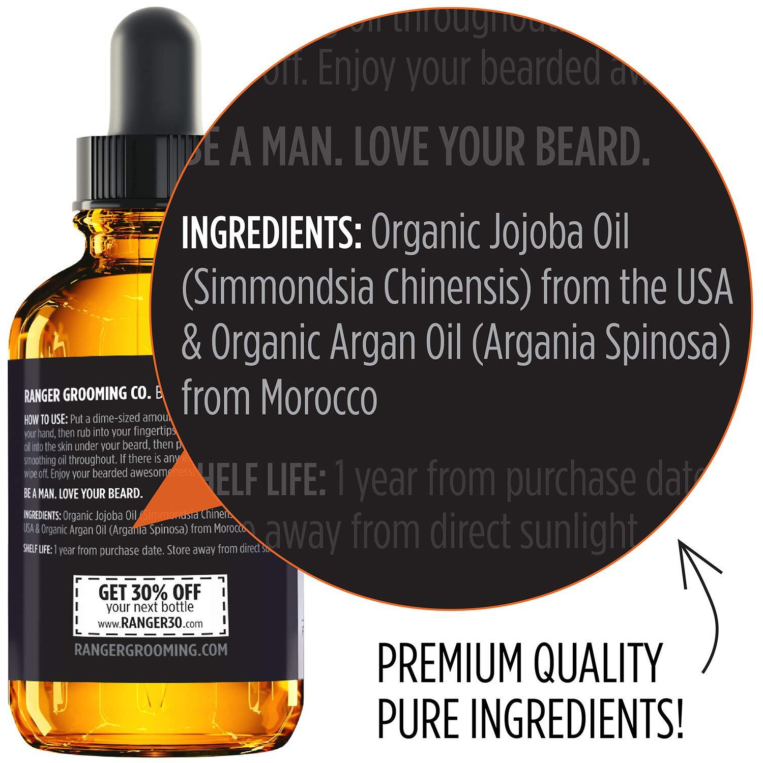 Leven Rose Beard Oil For Men And Beard Softener 100% Pure Natural For Bearded Men, Mustaches, And Moisturized Skin 1 Oz By Ranger Grooming Co