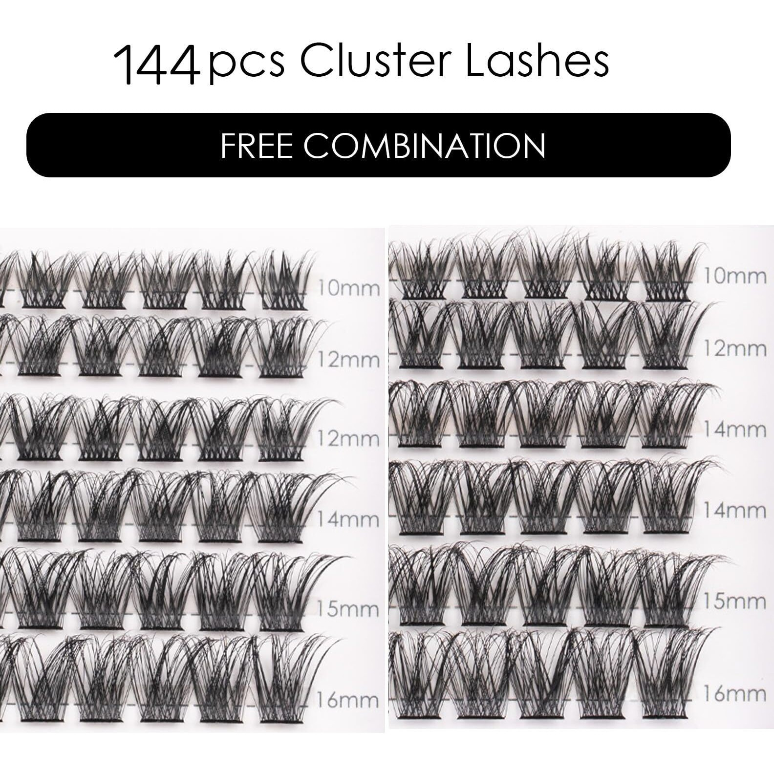 Lash Clusters 144 Pcs Individual Lashes Clusters Eyelash Extensions False Eyelashes Diy Wispy Fluffy Lash Extension Reusable False Eyelashes Natural Look Mix 10-16Mm C D Curl-Dm17