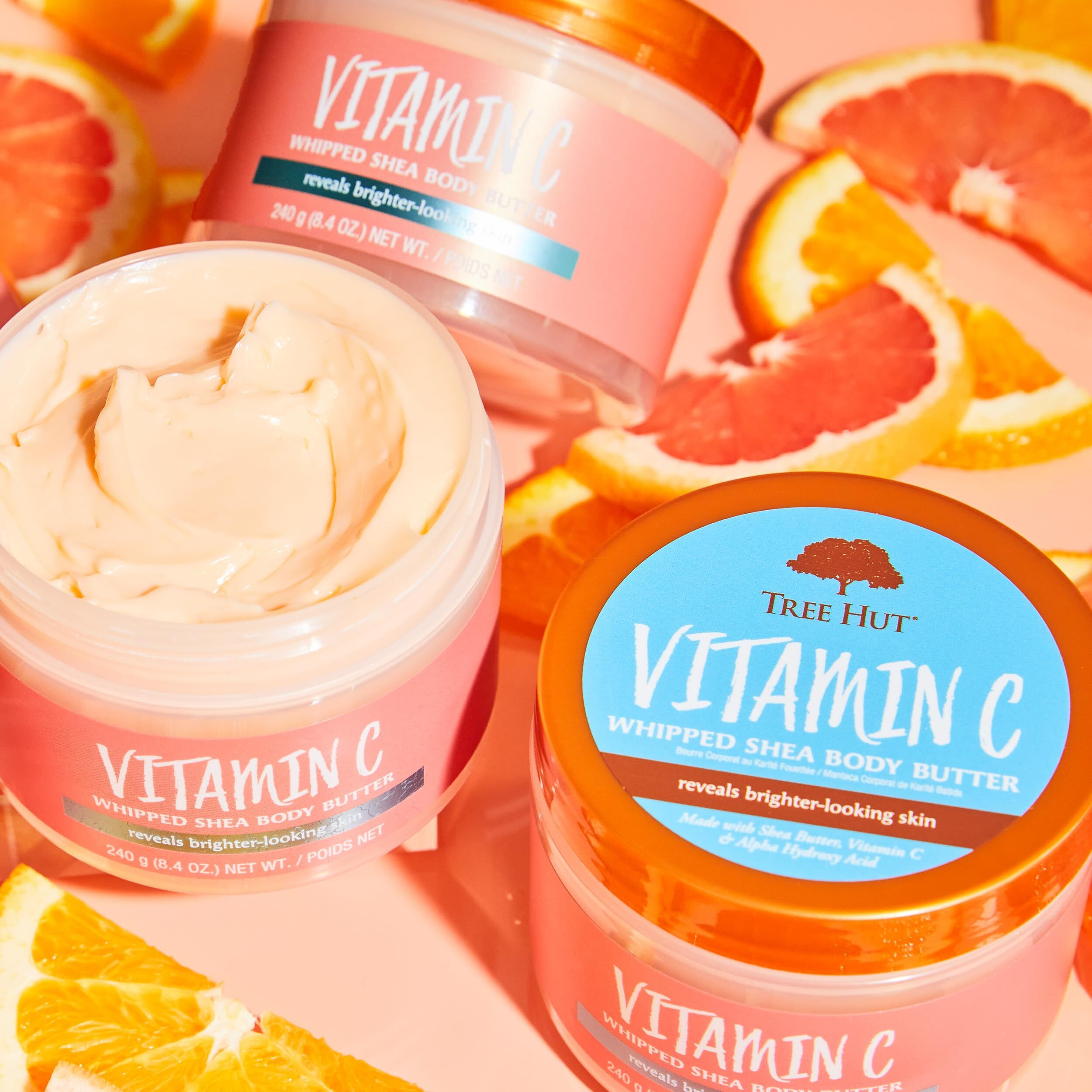 Tree Hut Vitamin C Whipped Shea Body Butter, 8.4Oz, Lightweight, Long-Lasting, Hydrating Moisturizer With Natural Shea Butter For Nourishing Essential Body Care