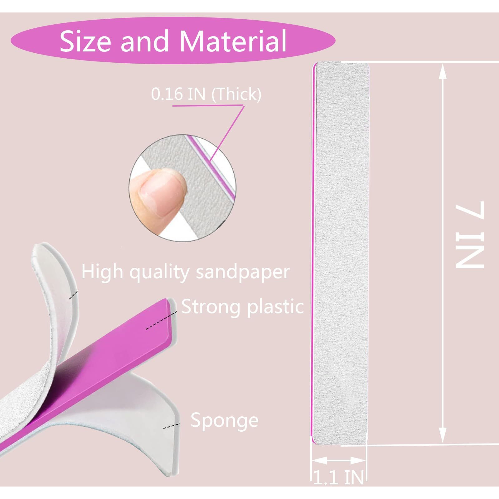 Nail File For Acrylic Nails And Natural Nails 27 Pcs, Professional Double Sided 100/180 Grit Nail Files Emery Board