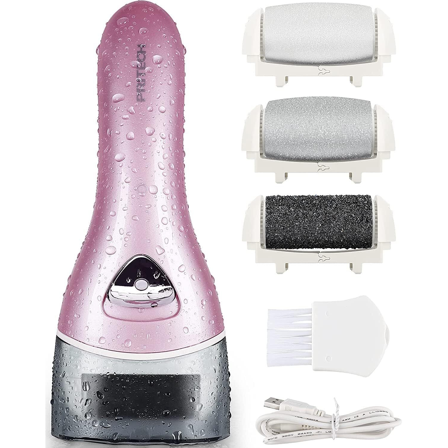 Electric Feet Callus Removers Rechargeable,Portable Electronic Foot File Pedicure Tools, Electric Callus Remover Kit,Professional Pedi Feet Care Perfect For Dead,Hard Cracked Dry Skin(Pink)