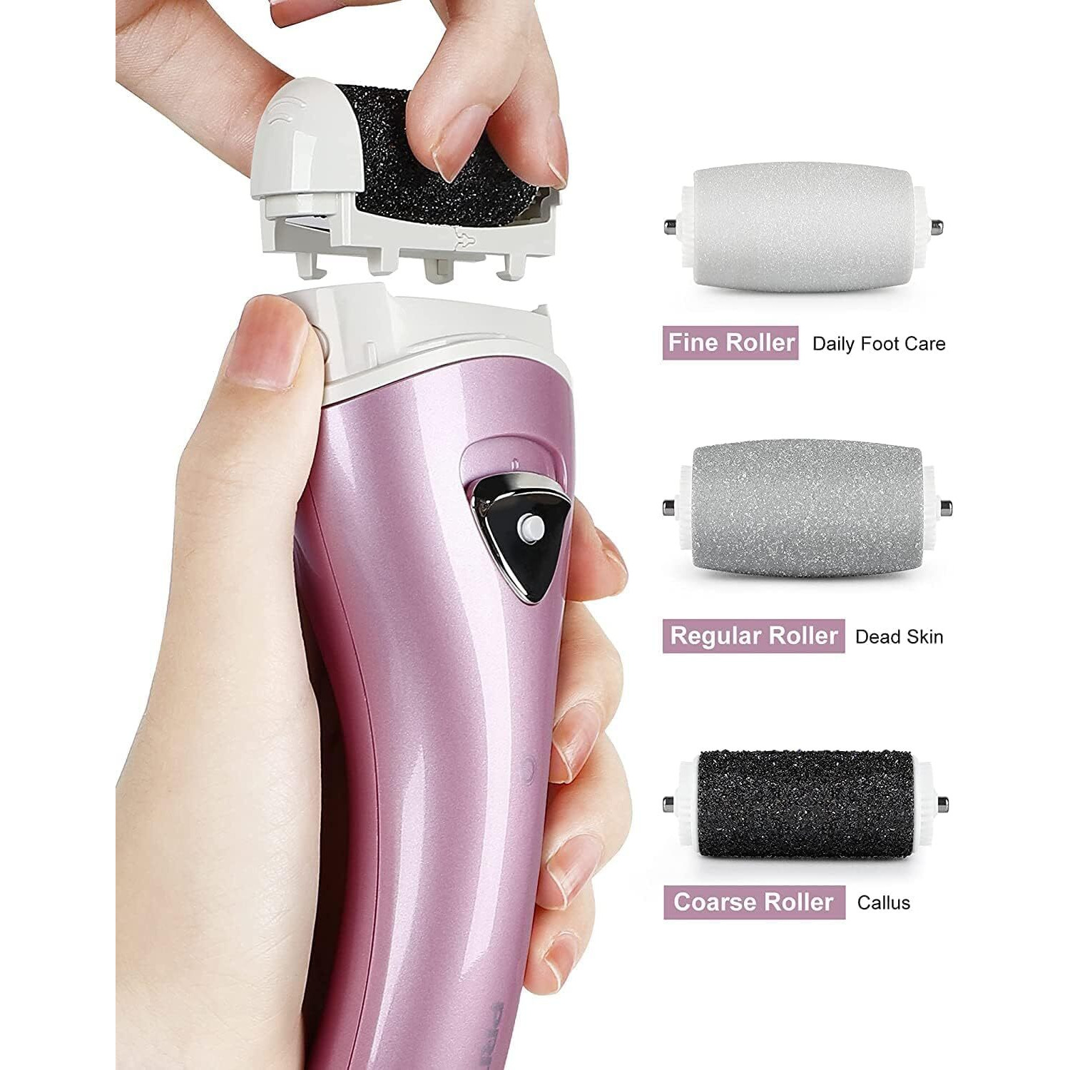 Electric Feet Callus Removers Rechargeable,Portable Electronic Foot File Pedicure Tools, Electric Callus Remover Kit,Professional Pedi Feet Care Perfect For Dead,Hard Cracked Dry Skin(Pink)