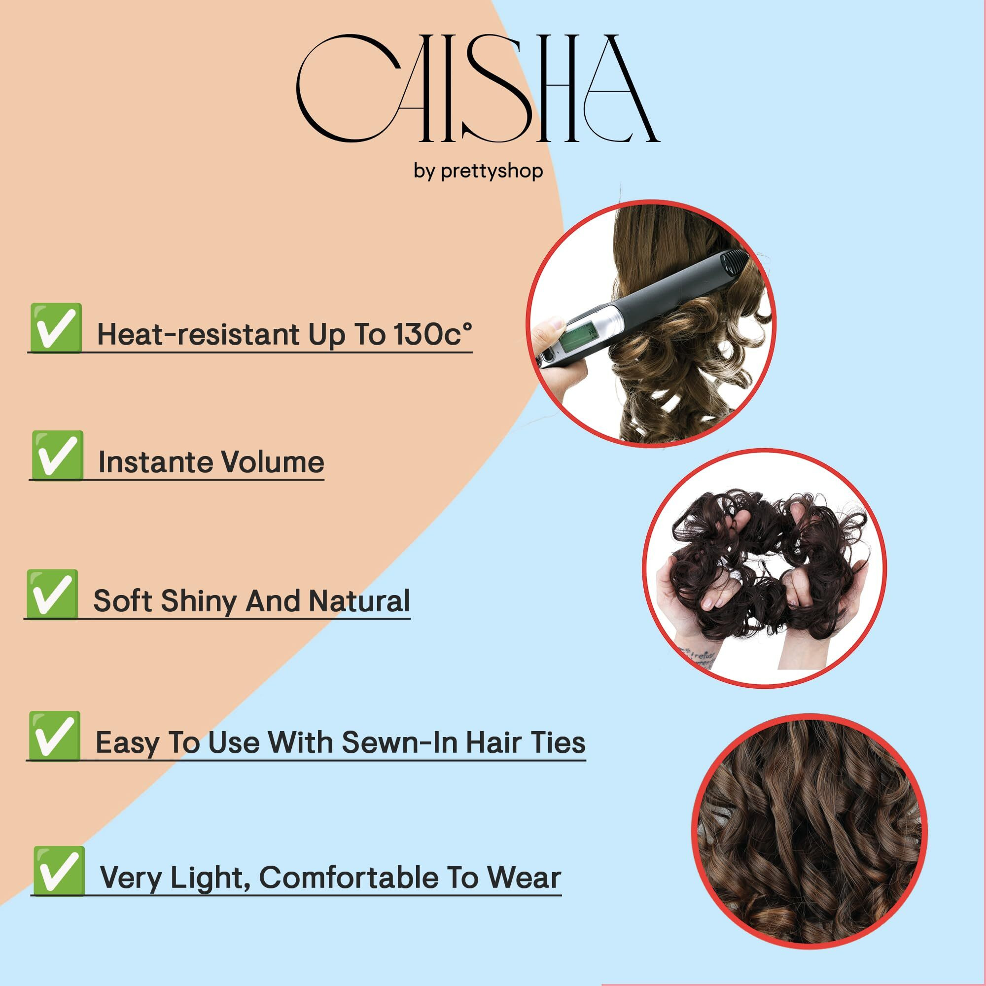 Caisha Big Hairpiece Scrunchy Updo Bridal Hairstyle Curly Messy Bun Brown Gray Mix G25E