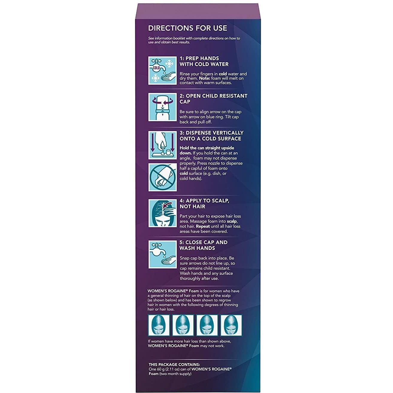 Women 's Rogaine 5% Minoxidil Foam, Topical Once-A-Day Hair Loss Treatment For Women To Regrow Fuller, Thicker Hair, Unscented, 4-Month Supply, 2 X 2.11 Oz