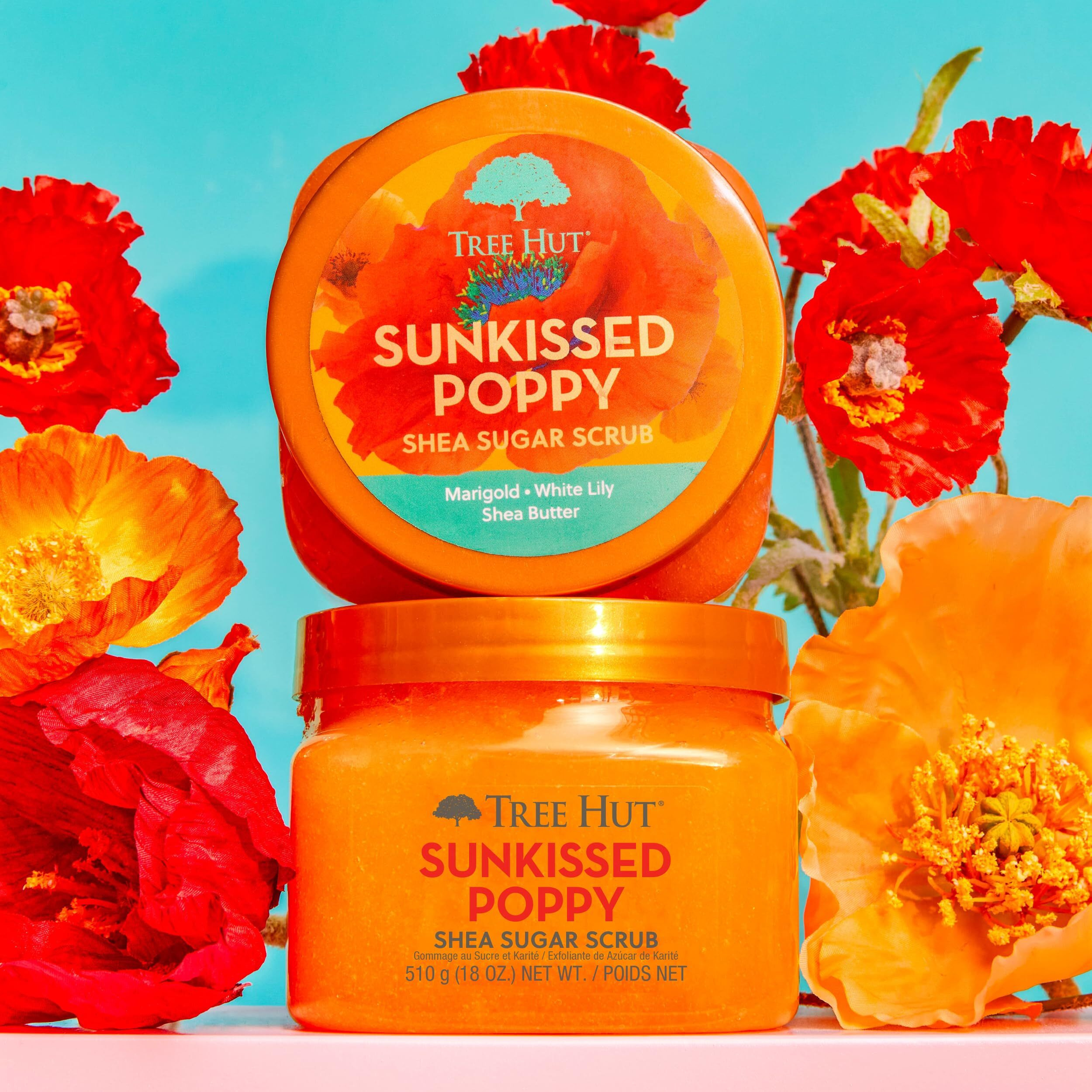 Tree Hut Sunkissed Poppy Shea Sugar Scrub 18 Oz, Ultra Hydrating And Exfoliating Scrub For Nourishing Essential Body Care