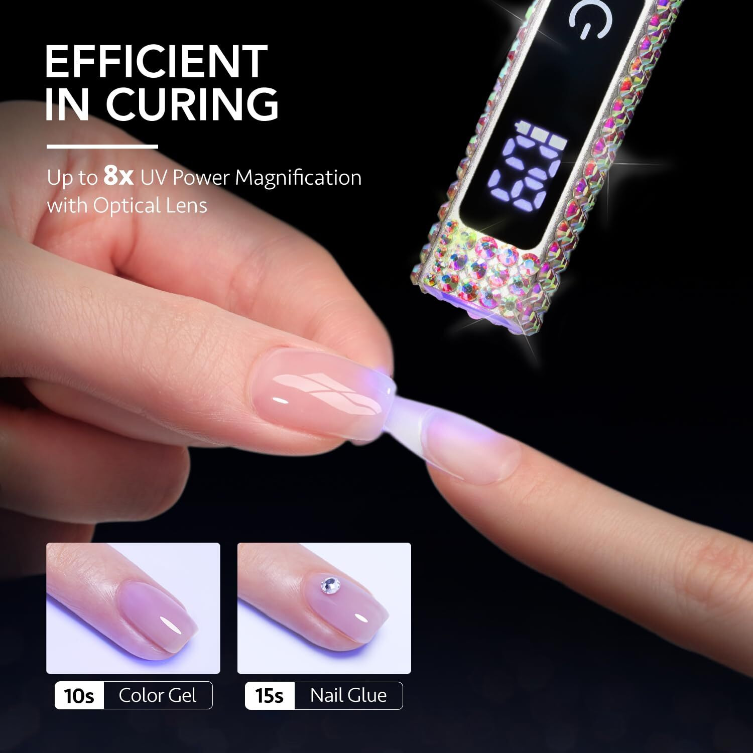 Gaoy Handheld Uv Light For Gel Nails, Mini Nail Light, Portable Led Nail Lamp, Cordless Rechargeable Usb Nail Dryer For Fast Curing, Diamond