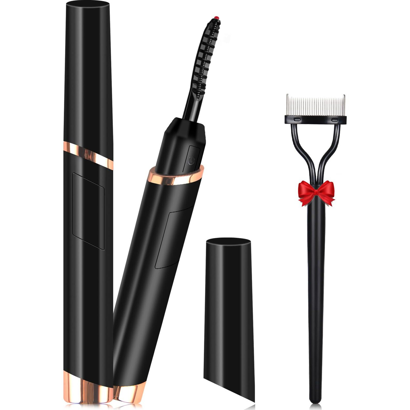 Dust2Oasis Heated Eyelash Curlers, Electric Eyelash Curlers, Rechargeable Lash Curler With Eyelash Comb For Makeup Natural Curling Eye Lashes And 24 Hours Long Lasting - Black 2024 Updated Model