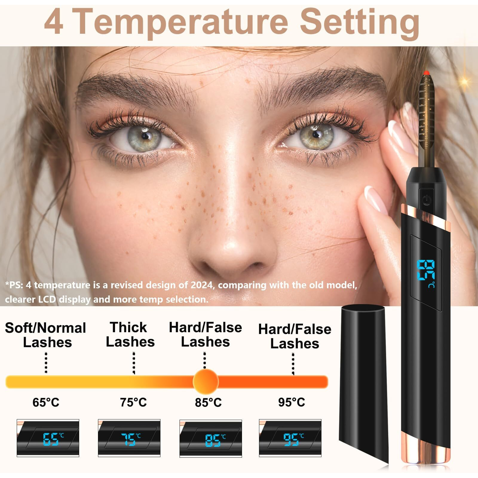 Dust2Oasis Heated Eyelash Curlers, Electric Eyelash Curlers, Rechargeable Lash Curler With Eyelash Comb For Makeup Natural Curling Eye Lashes And 24 Hours Long Lasting - Black 2024 Updated Model