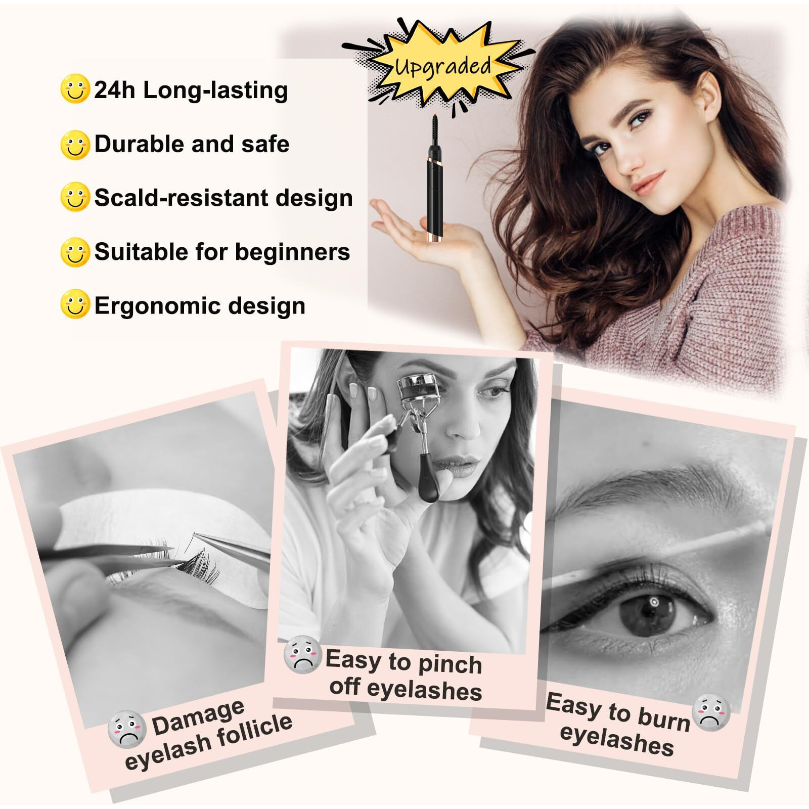 Dust2Oasis Heated Eyelash Curlers, Electric Eyelash Curlers, Rechargeable Lash Curler With Eyelash Comb For Makeup Natural Curling Eye Lashes And 24 Hours Long Lasting - Black 2024 Updated Model