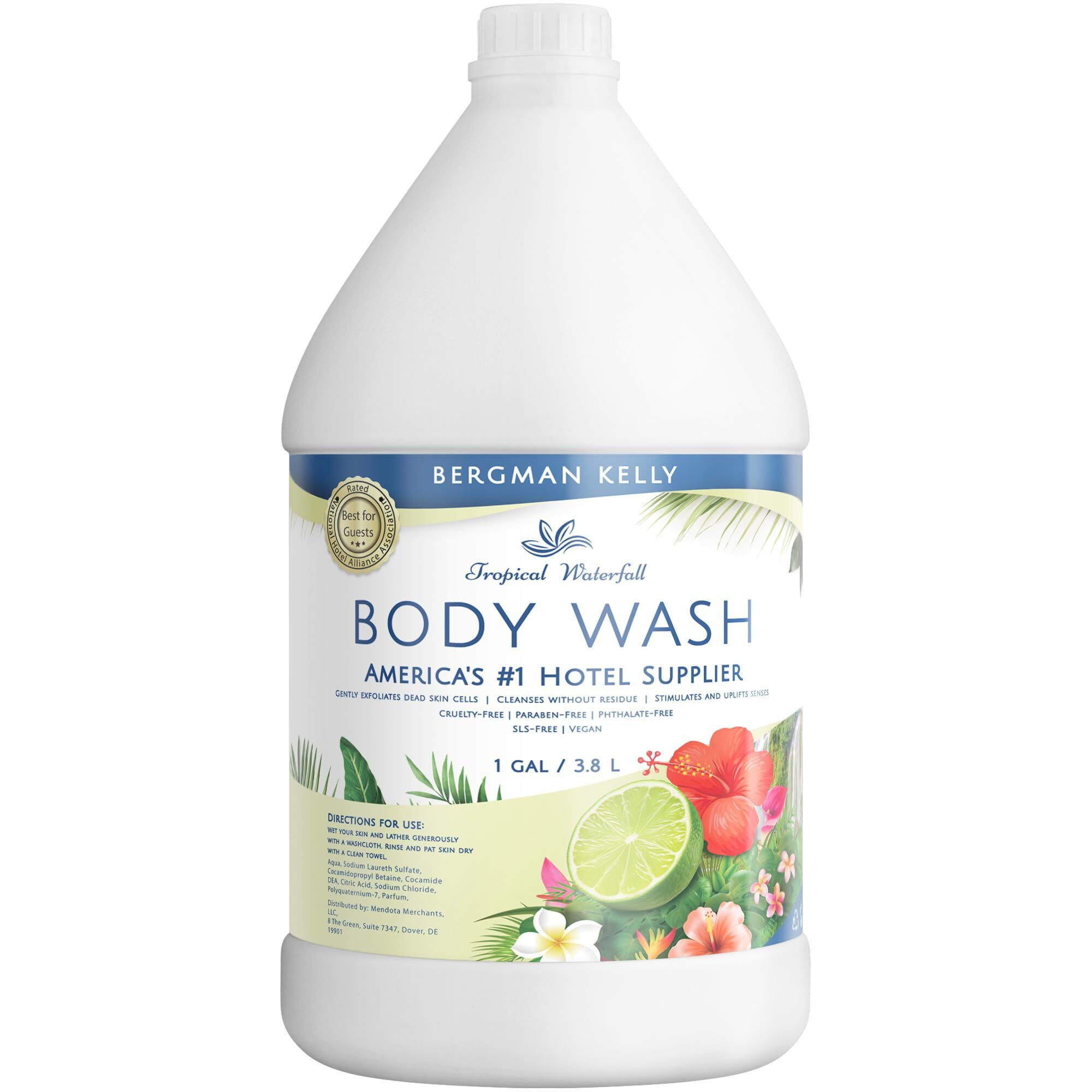 Bergman Kelly Refill Gallon Size Body Wash (128 Fl Oz, Tropical Waterfall Scent), Delight Your Guests With An Invigorating And Refreshing Body Wash, Quality Guest Hotel Toiletries In Bulk