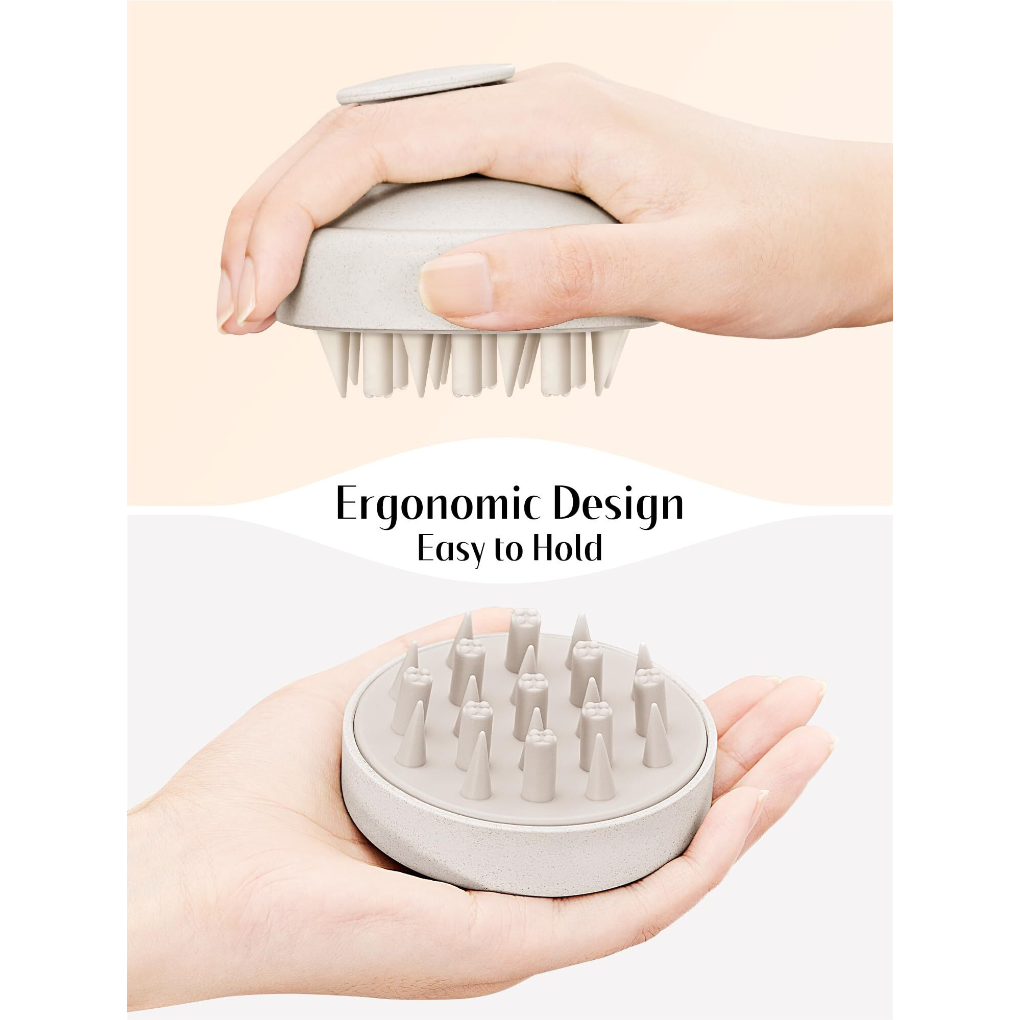 Heeta Hair Scalp Massager For Hair Growth, Shampoo Brush, Scalp Exfoliator With Soft Silicone Bristles, Scalp Scrubber For Dandruff Removal To Relieve Stress, Wet Dry Hair, Updated Material, Beige