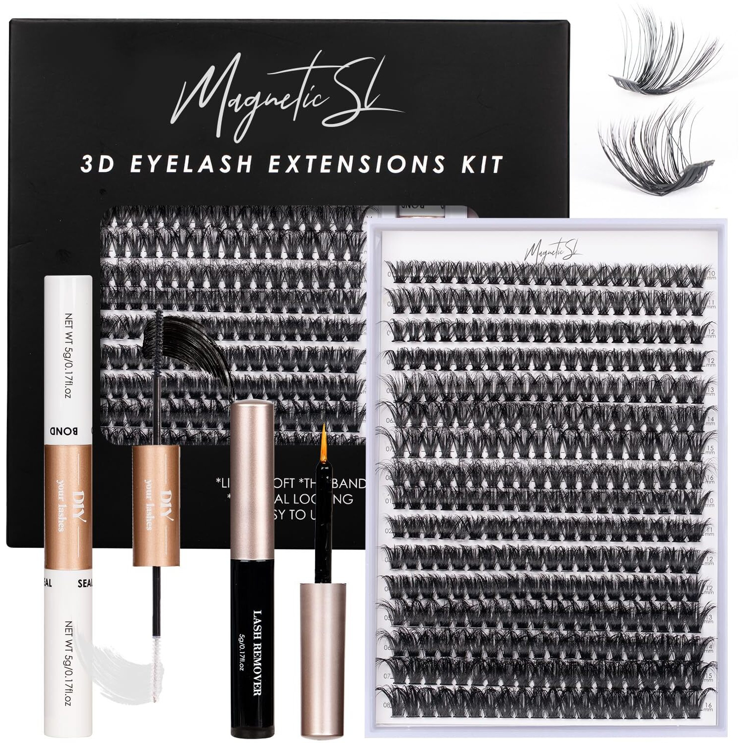 Diy Lash Extensions Kit 320Pcs Individual Lashes Clusters 60D 80D D Curl Eyelash Extension Kit With Applicator And Lash Bond&Seal,Clusters Lash Glue Remover For False Eyelash Mix 10-16Mm (60D+80D Kit)