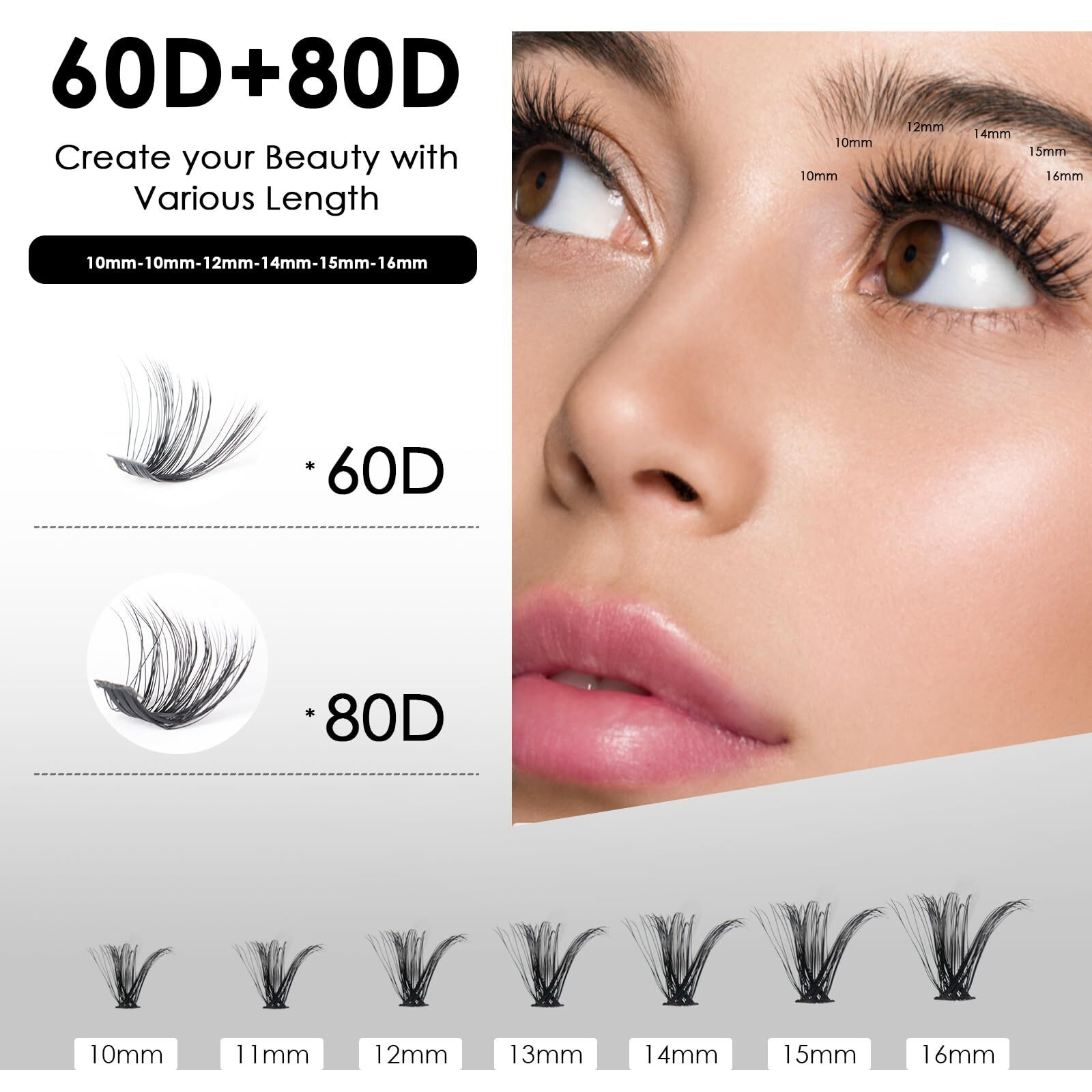 Diy Lash Extensions Kit 320Pcs Individual Lashes Clusters 60D 80D D Curl Eyelash Extension Kit With Applicator And Lash Bond&Seal,Clusters Lash Glue Remover For False Eyelash Mix 10-16Mm (60D+80D Kit)