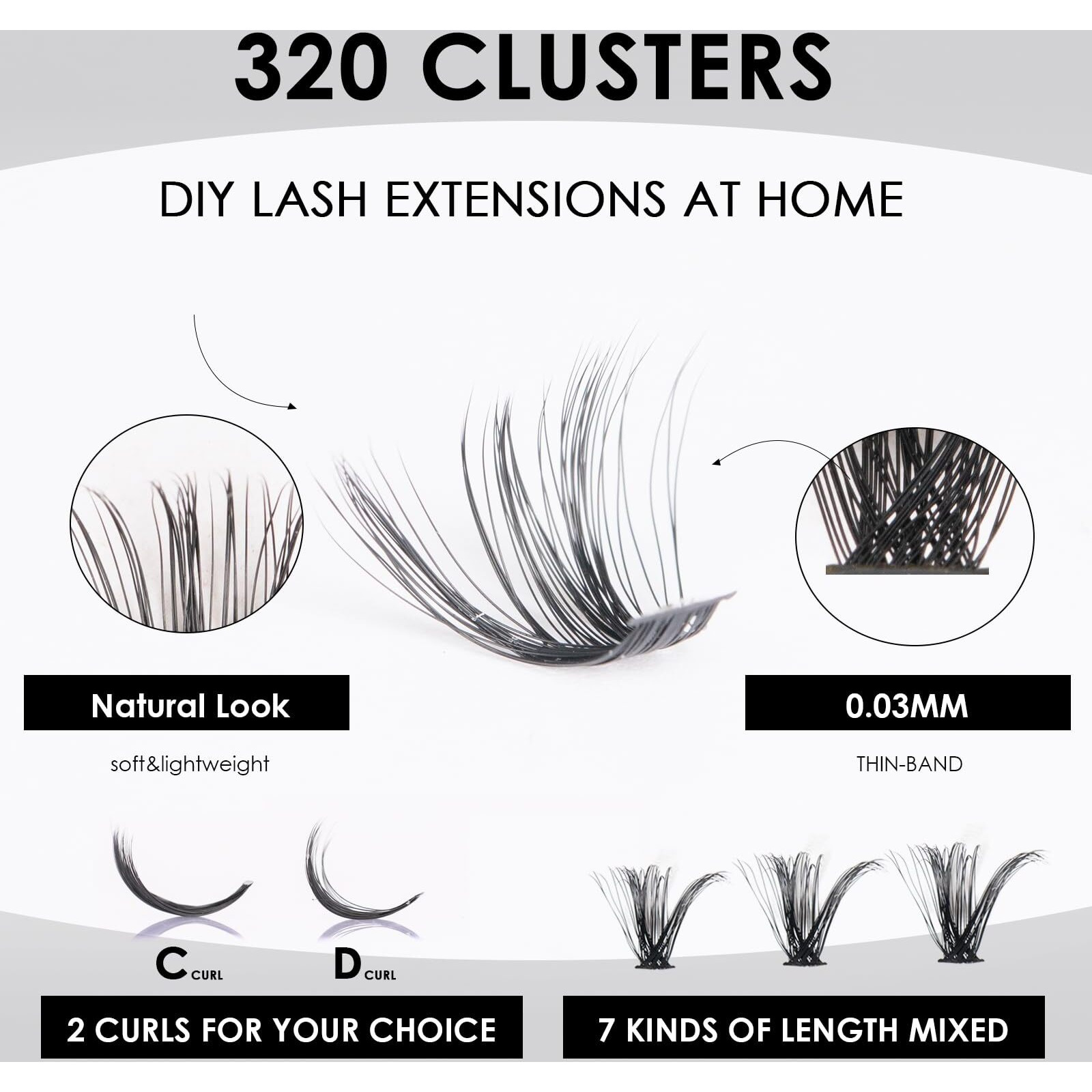 Diy Lash Extensions Kit 320Pcs Individual Lashes Clusters 60D 80D D Curl Eyelash Extension Kit With Applicator And Lash Bond&Seal,Clusters Lash Glue Remover For False Eyelash Mix 10-16Mm (60D+80D Kit)