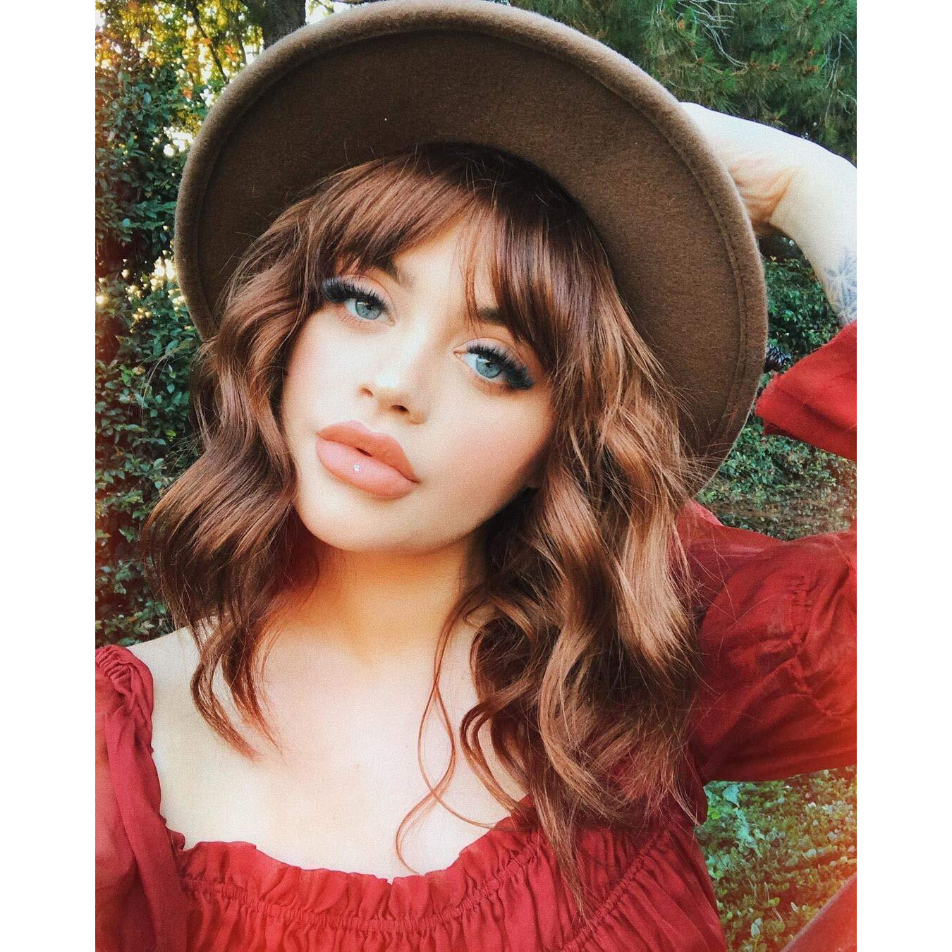 Ucubb Short Curly Wigs With Bangs For Women 14 Inches Wavy Bob Wig Synthetic Heat Resistant Fiber Wigs (27-30)