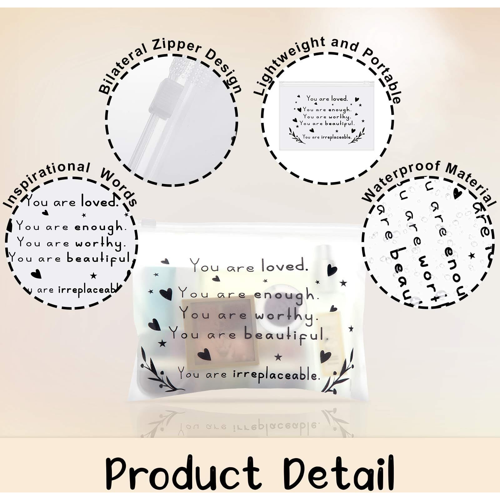 Sotiff 60 Pcs Bulk Inspirational Gifts For Women, Inspirational Makeup Bags Eva Cosmetic Toiletry Bags Thank You Encouragement Church Gifts For Friends Mom Coworker (You Are Loved,8 X 6 Inch)