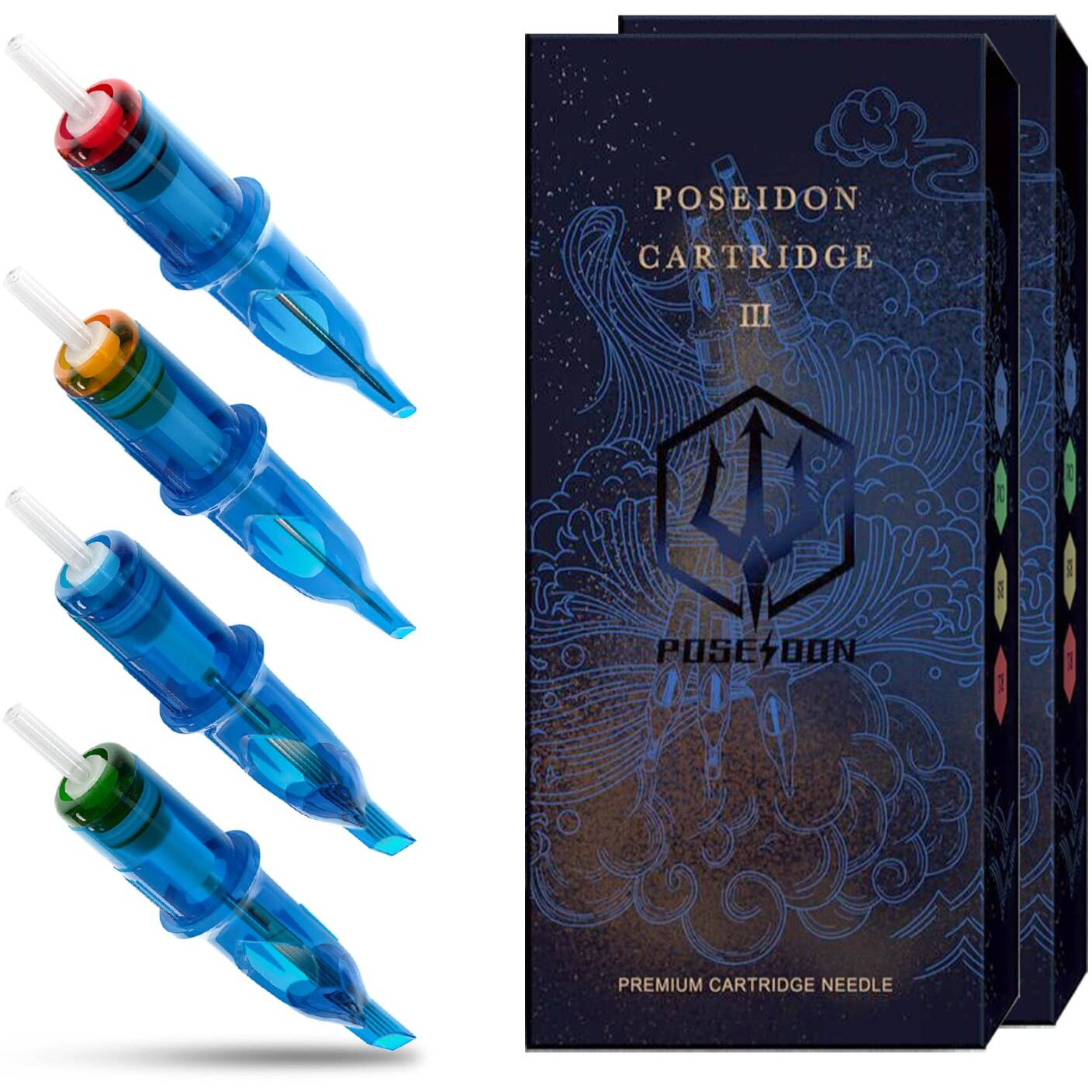 Poseidon V3 Tattoo Cartridge Needles 30Pcs With Membrane Safety Cartridges Disposable Tattoo Needle For Tattoo Artists Curved/Round Magnum (1011Rm)
