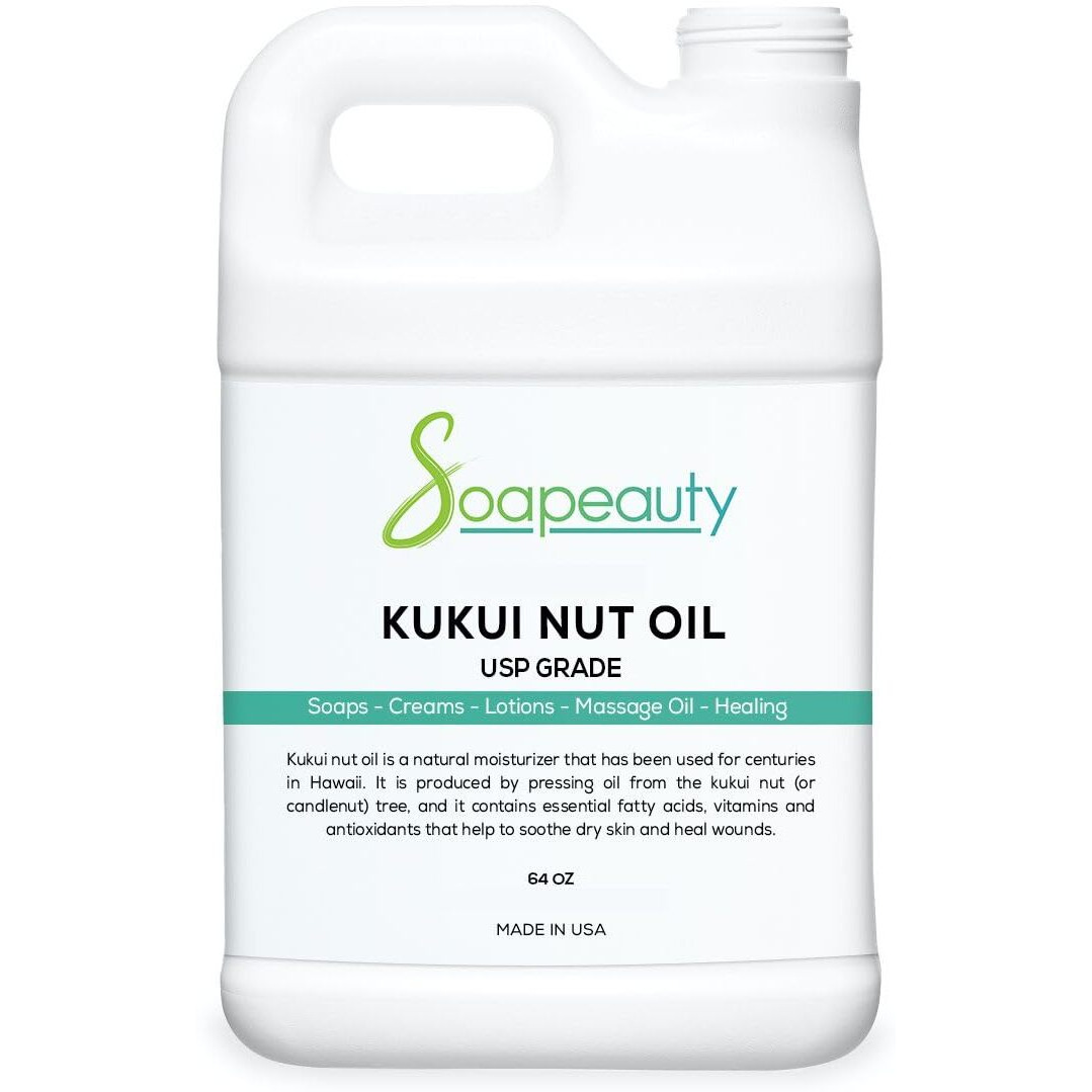 Soapeauty Kukui Nut Oil | 100% Pure & Natural | Cold Pressed | Moisturizing Oil For Skin, Hair, And Soap Making | 64 Fl Oz