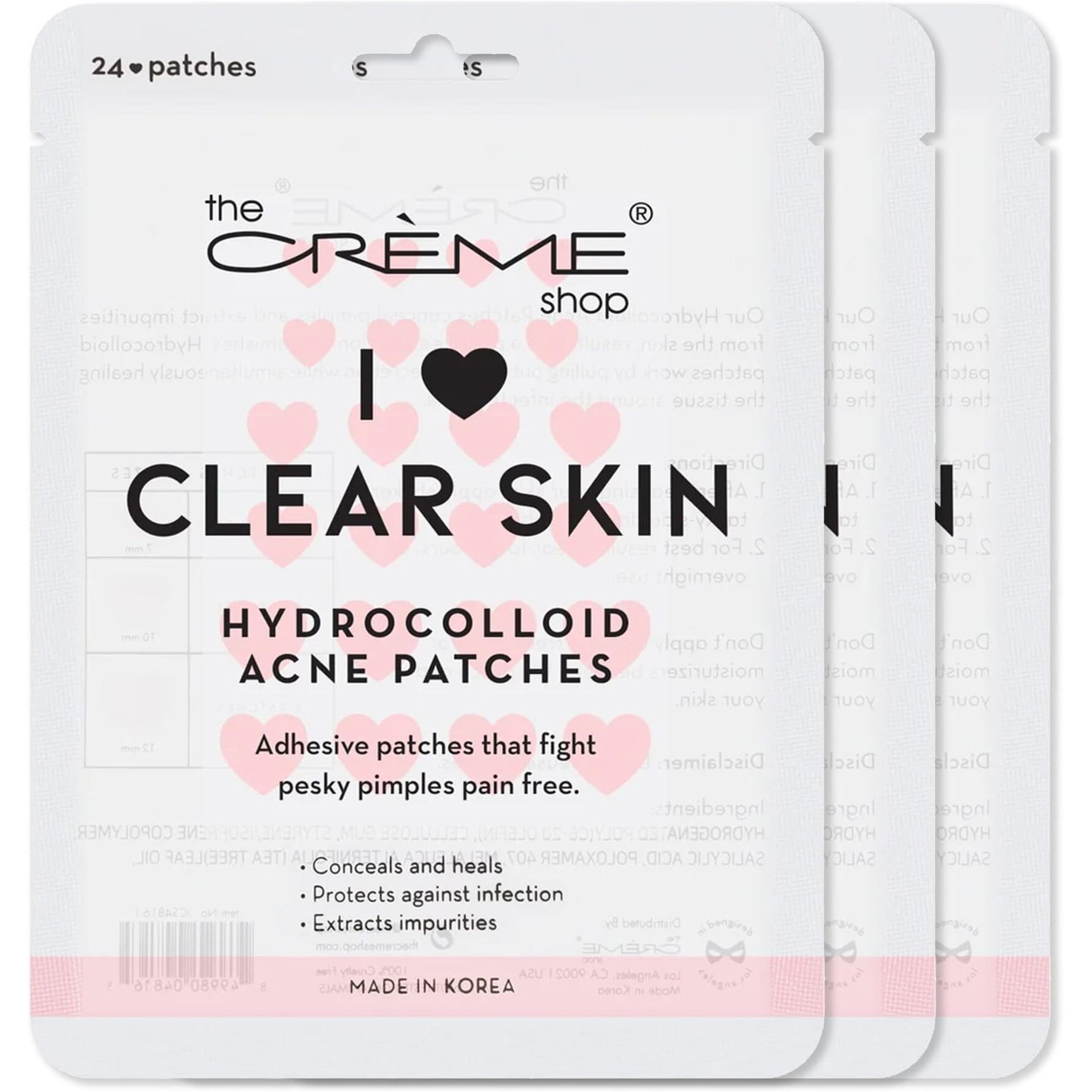 The Crme Shop Heart Shape Clear Skin Hydrocolloid Dark Spot Acne Patches - Infused With Salicylic Acid + Witch Hazel | Adhesive Patches That Fight Pesky Pimples. (72 Patches / 3 Sizes)