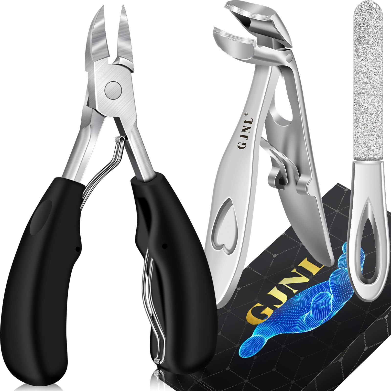 Toenail Clippers For Thick Nails - 2024 New Angled Head Nail Clippers With Catcher, Podiatrist Wide Jaw Sharp Blade Heavy Duty Toe Nail Clippers Gifts For Men & Women Seniors
