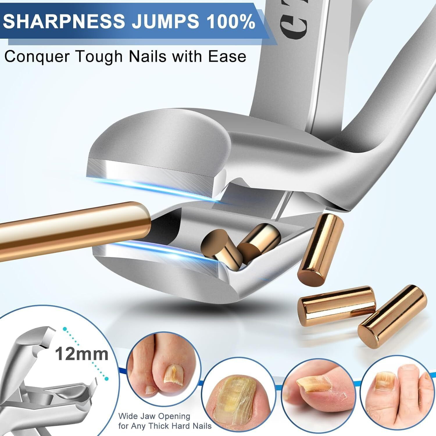 Toenail Clippers For Thick Nails - 2024 New Angled Head Nail Clippers With Catcher, Podiatrist Wide Jaw Sharp Blade Heavy Duty Toe Nail Clippers Gifts For Men & Women Seniors