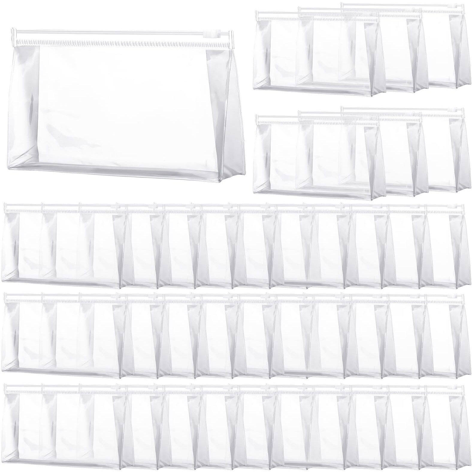 Xuniea 50 Pieces Mini Clear Makeup Bag Organizer Pouches Small Pvc Waterproof Makeup Bag Plastic Cosmetic Organizer Bag With Zipper For Women Men Travel Vacation(7.5'',Transparent)