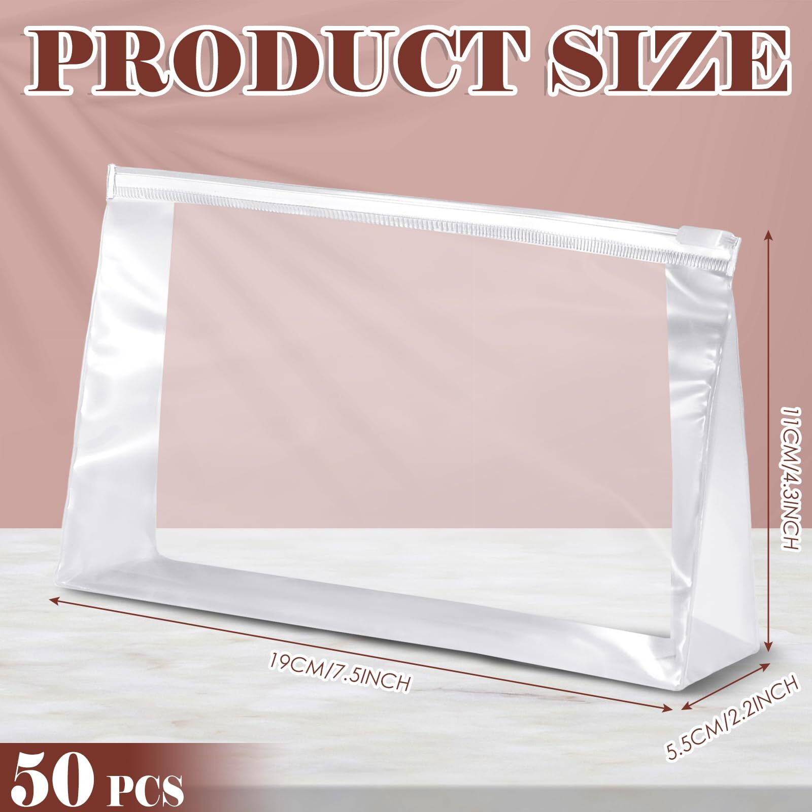 Xuniea 50 Pieces Mini Clear Makeup Bag Organizer Pouches Small Pvc Waterproof Makeup Bag Plastic Cosmetic Organizer Bag With Zipper For Women Men Travel Vacation(7.5'',Transparent)