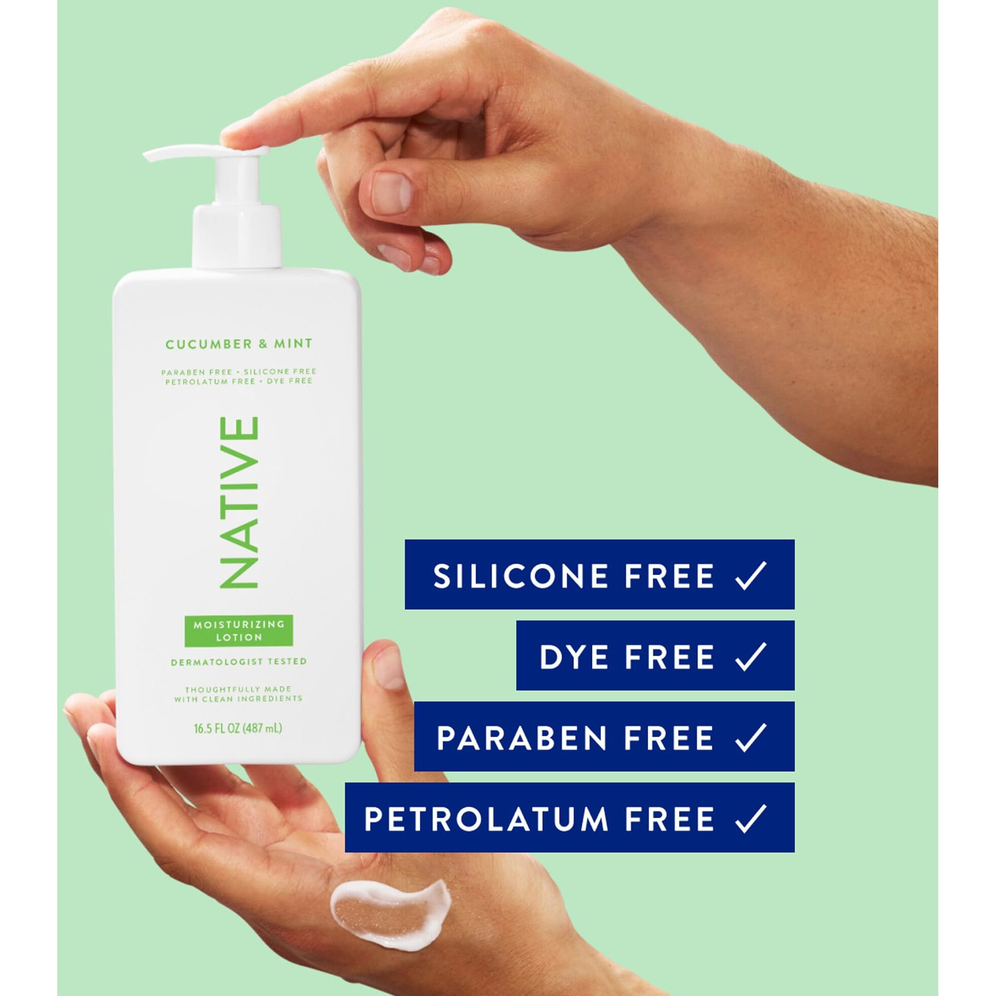 Native Body Lotion Contains Naturally Derived Plant-Based Moisturizers For Women And Men | Restores Dry Skin, Cucumber & Mint, 16.5 Fl Oz