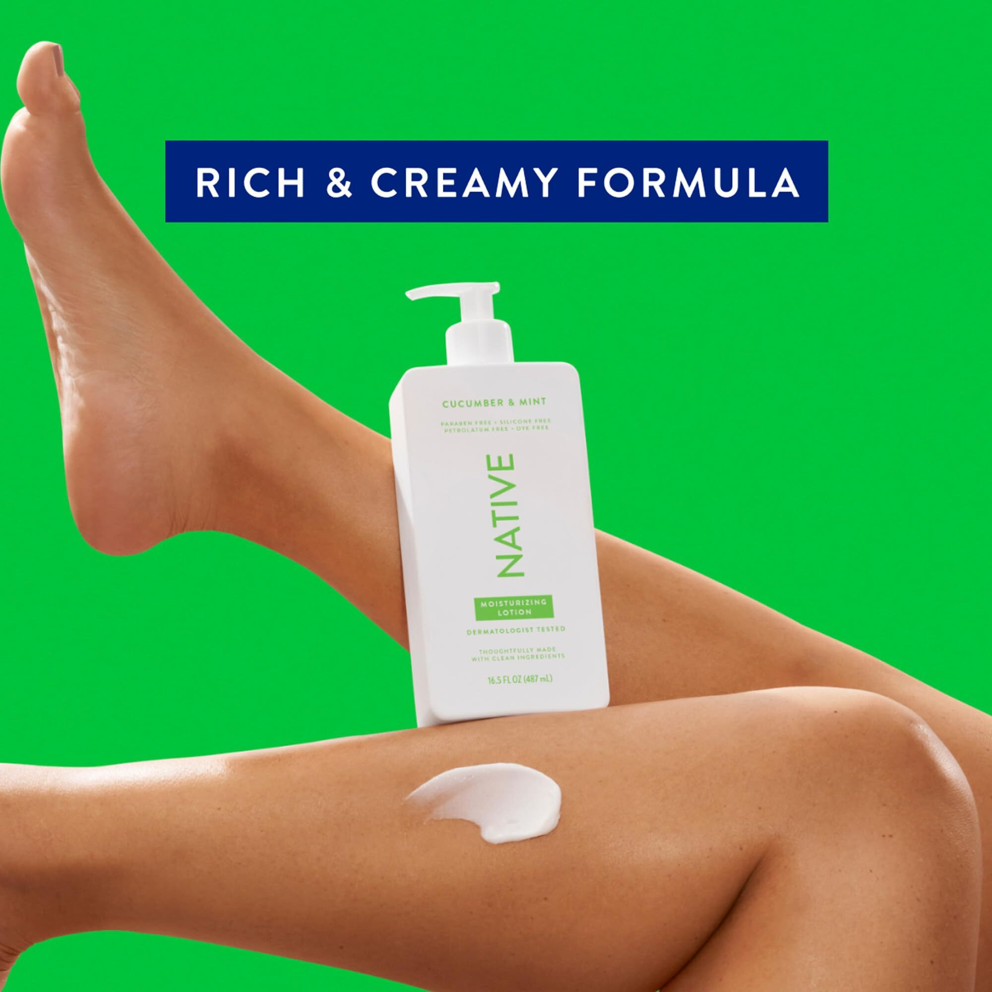 Native Body Lotion Contains Naturally Derived Plant-Based Moisturizers For Women And Men | Restores Dry Skin, Cucumber & Mint, 16.5 Fl Oz