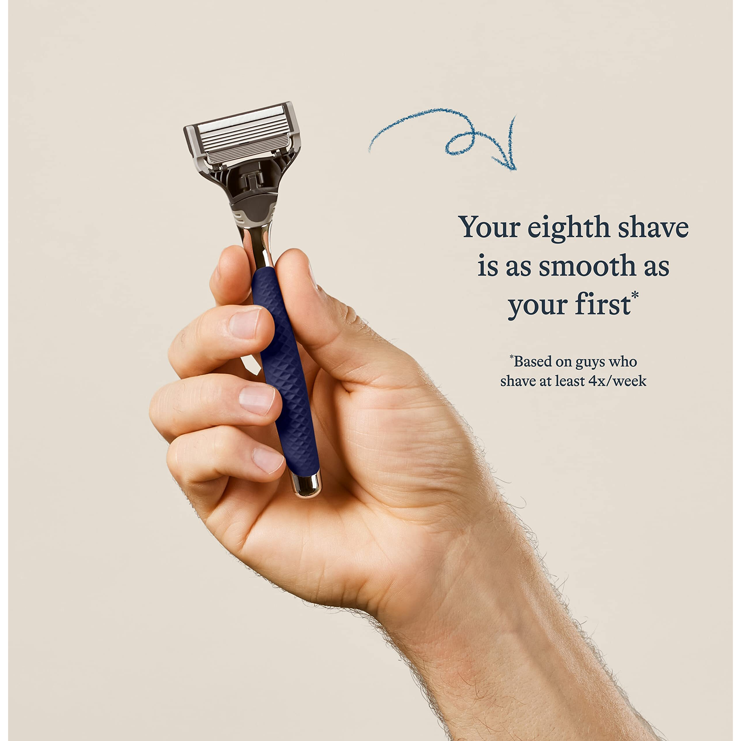 Harry's Razors For Men - Chrome Razor Handle | 5 Blade Razor With Lubricating Strip & Precision Trimmer, 3 Cartridges