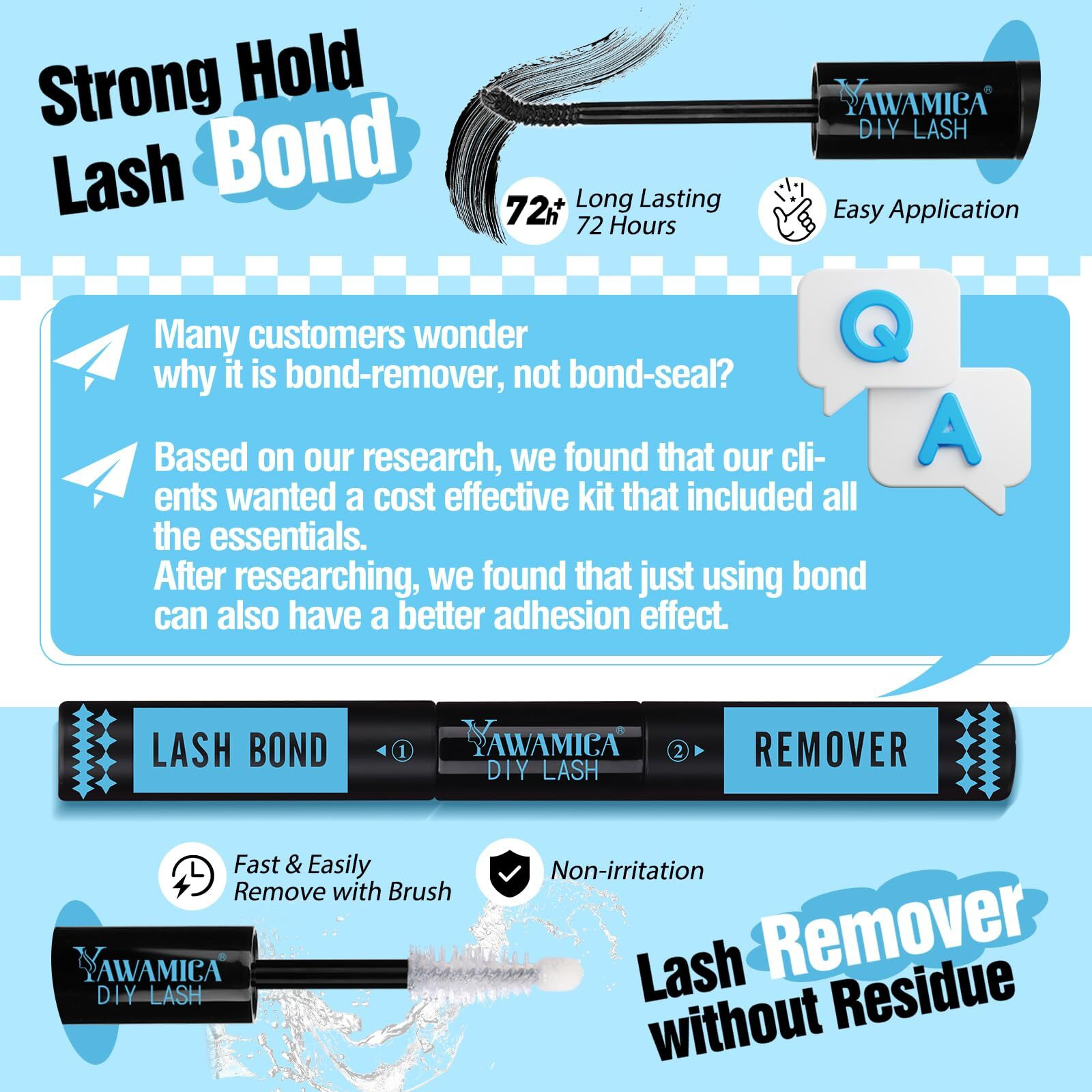 Yawamica Lash Extension Kit Fluffy 150D+200D Lash Clusters Eyelash Extension Kit 12-20Mm Individual Lashes With Lash Bond, Lash Remover, Lash Applicator For Diy Lashes Extension(150D+200D-12-20Mm Kit)