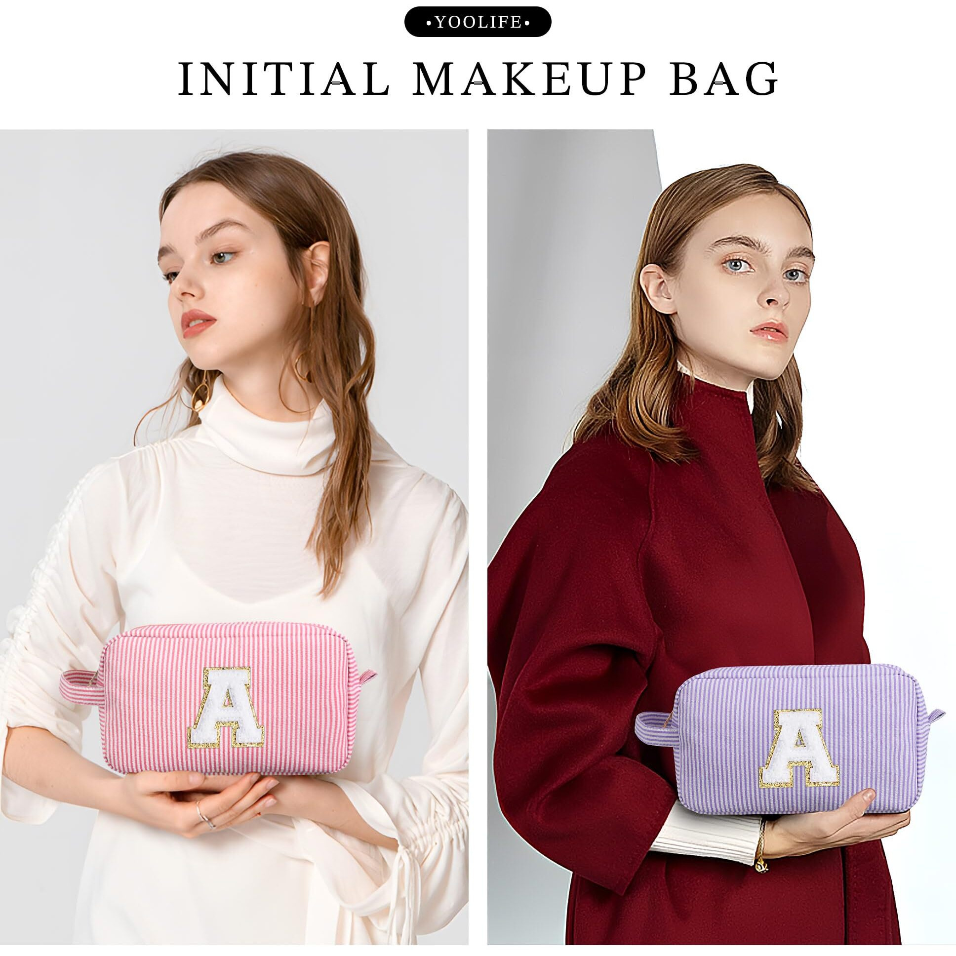 Yoolife Gifts For Teens Girls - Teen Girl Gifts, Gifts For Teen Girl, 10 11 12 13 Year Old Girl Gifts, Teenage Girl Gifts, Personalized Birthday Gifts For Girl, Monogram Initial Makeup Bag For Teens M