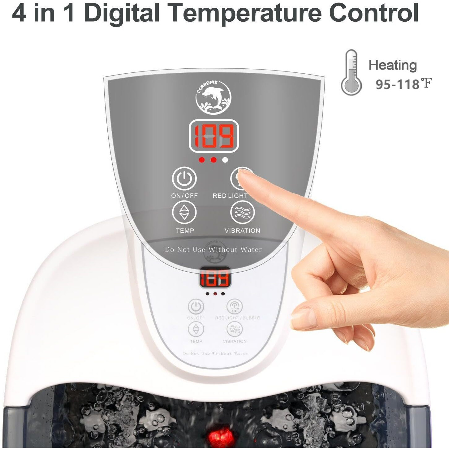 Foot Spa Bath Massager With Heat, Vibration, Temperature Control, Jets, Bubbles, Epsom Salt And Red Light, Foot Soaker With 22 Shiatsu Massage Rollers, Foot Bath Massager For Relaxation, Large, Grey