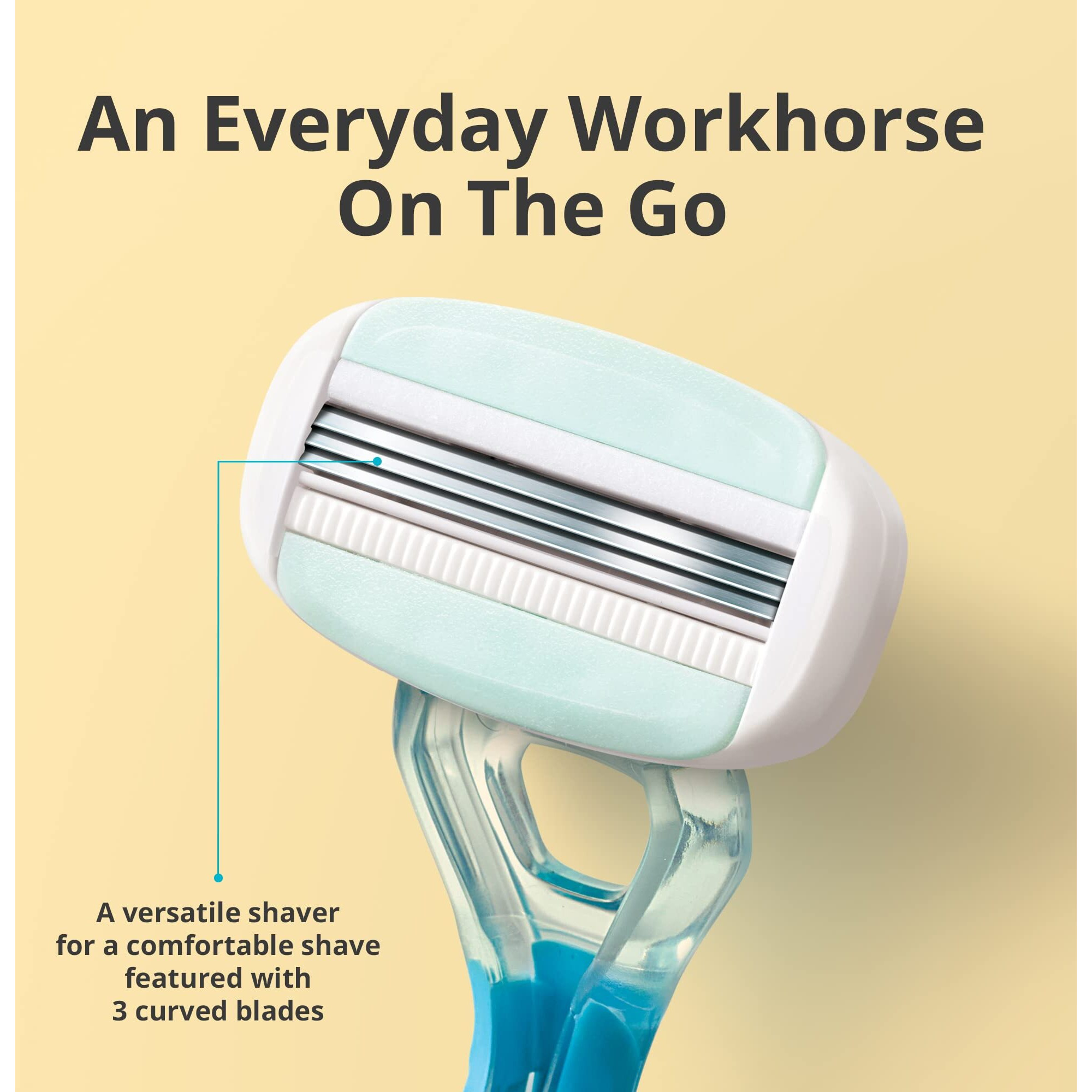 Dorco Eve 3 Women's Disposable Razors Smooth Touch | Wide Moisture Bar, 3 Blades For Smooth Shave | Multipurpose Hair Remover | 1 Pack (3 Count)