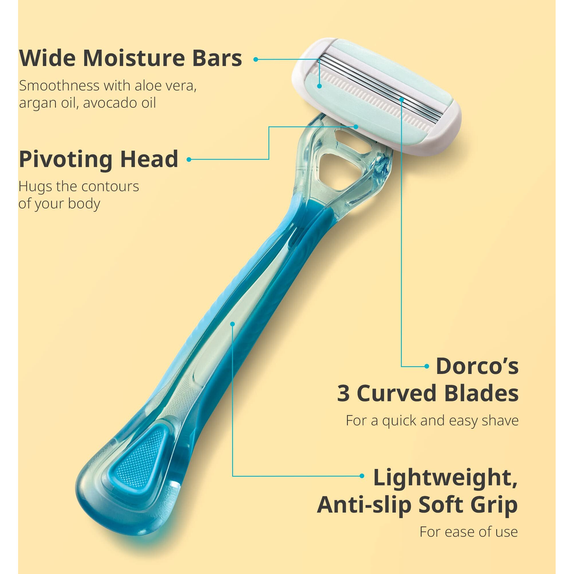 Dorco Eve 3 Women's Disposable Razors Smooth Touch | Wide Moisture Bar, 3 Blades For Smooth Shave | Multipurpose Hair Remover | 1 Pack (3 Count)