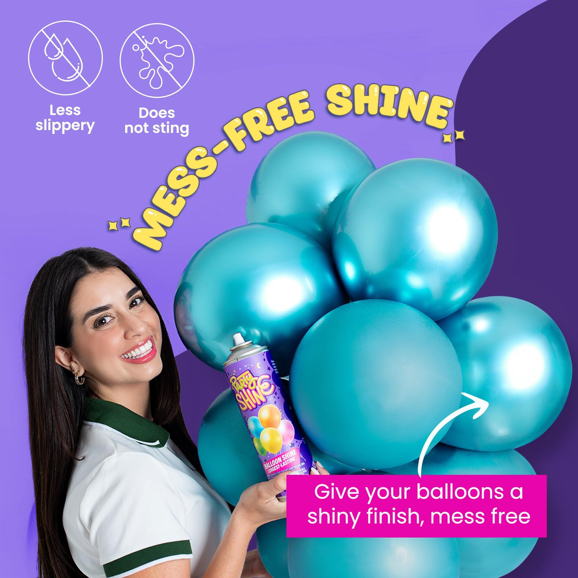 Party Shine Balloon Shine Spray, Silicone Spray For Latex Balloons, Balloon Spray Shine, Waterproof, Fragrance-Free And Less Slippery Formula, Perfect For Balloon D  Cor, Parties, Events, 13Oz (1 Pack)
