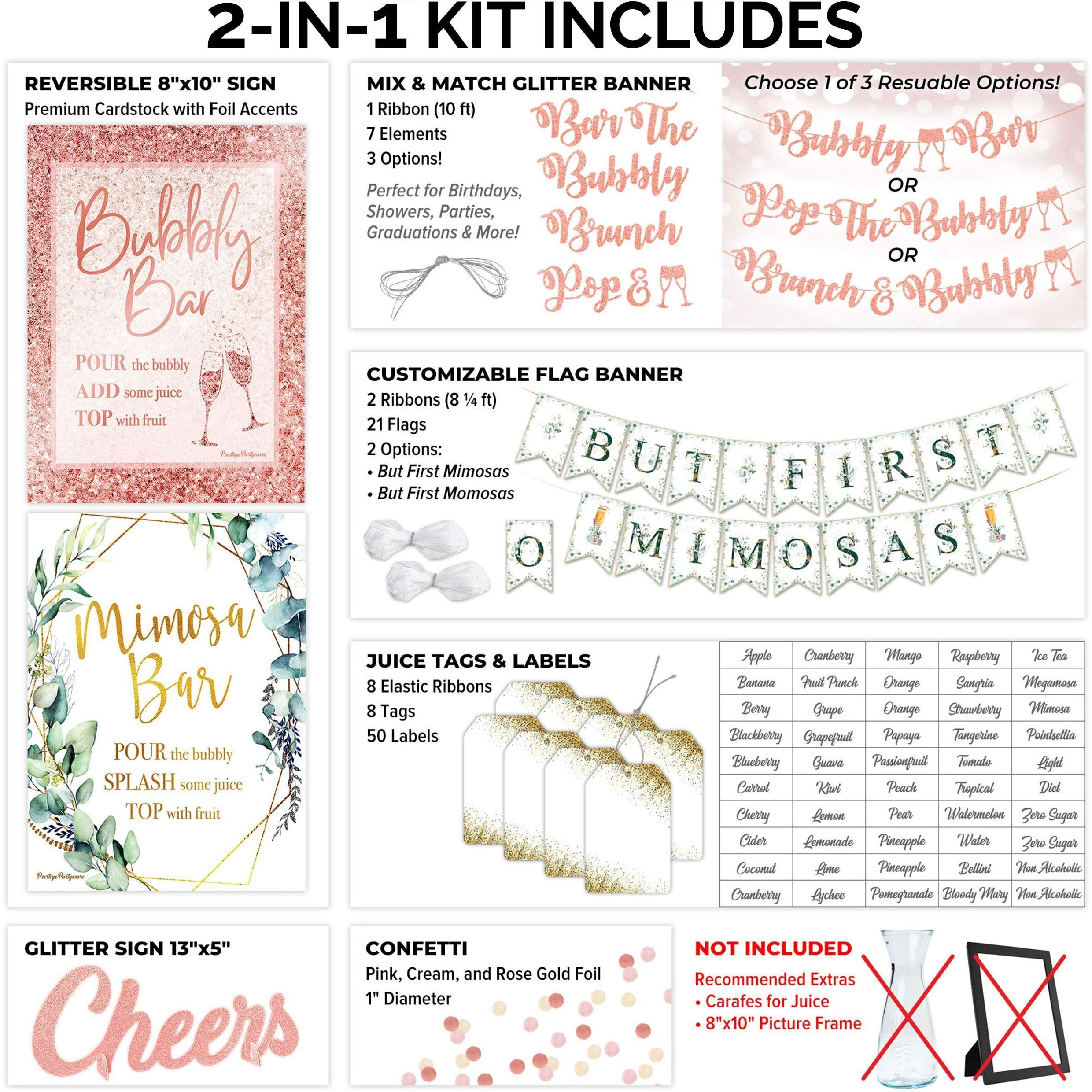 Prestige Mimosa Bar Kit | Bridal Shower Decorations, Rose Gold Bachelorette Party Decorations, Bridal Shower Decor, Brunch & Bubbly Bar Sign, Pink Galentines Day Decorations, Mothers Baby Girl (Rose)