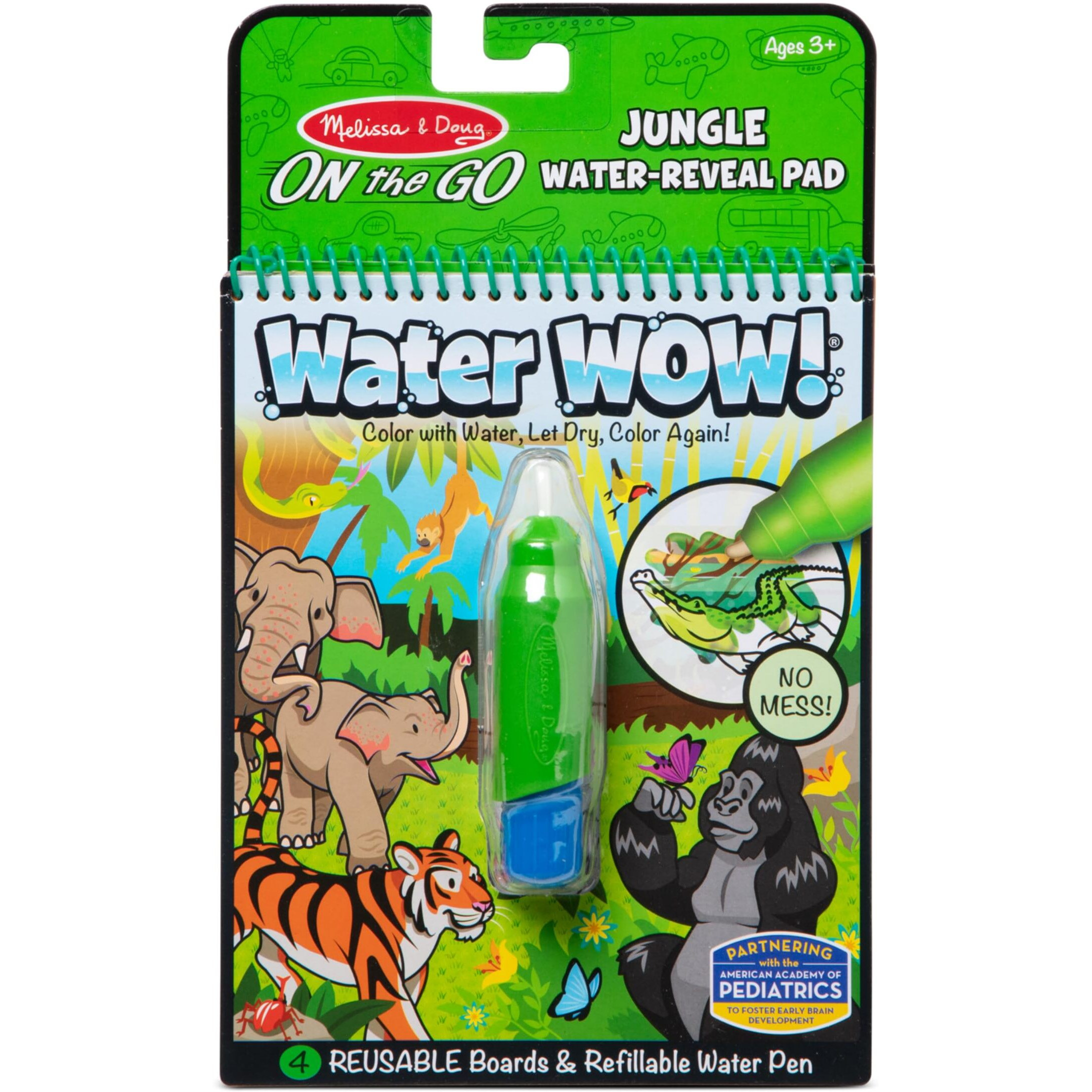 Melissa & Doug On The Go Water Wow Reusable Water-Reveal Coloring Activity Pad - Jungle - Party Favors, Stocking Stuffers, Travel Toys For Toddlers, Mess Free Coloring Books For Kids Ages 3+